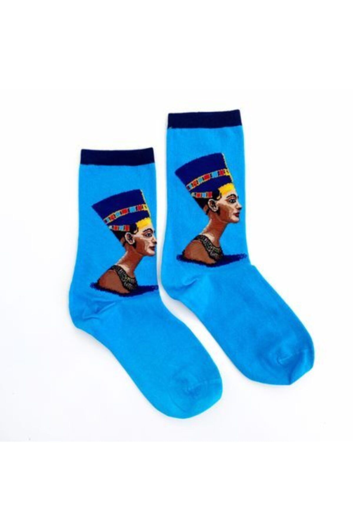 Bikutumutluluk Hediyelik - N359 - Tablo Serisi - Turkuaz Nefertiti Çorap