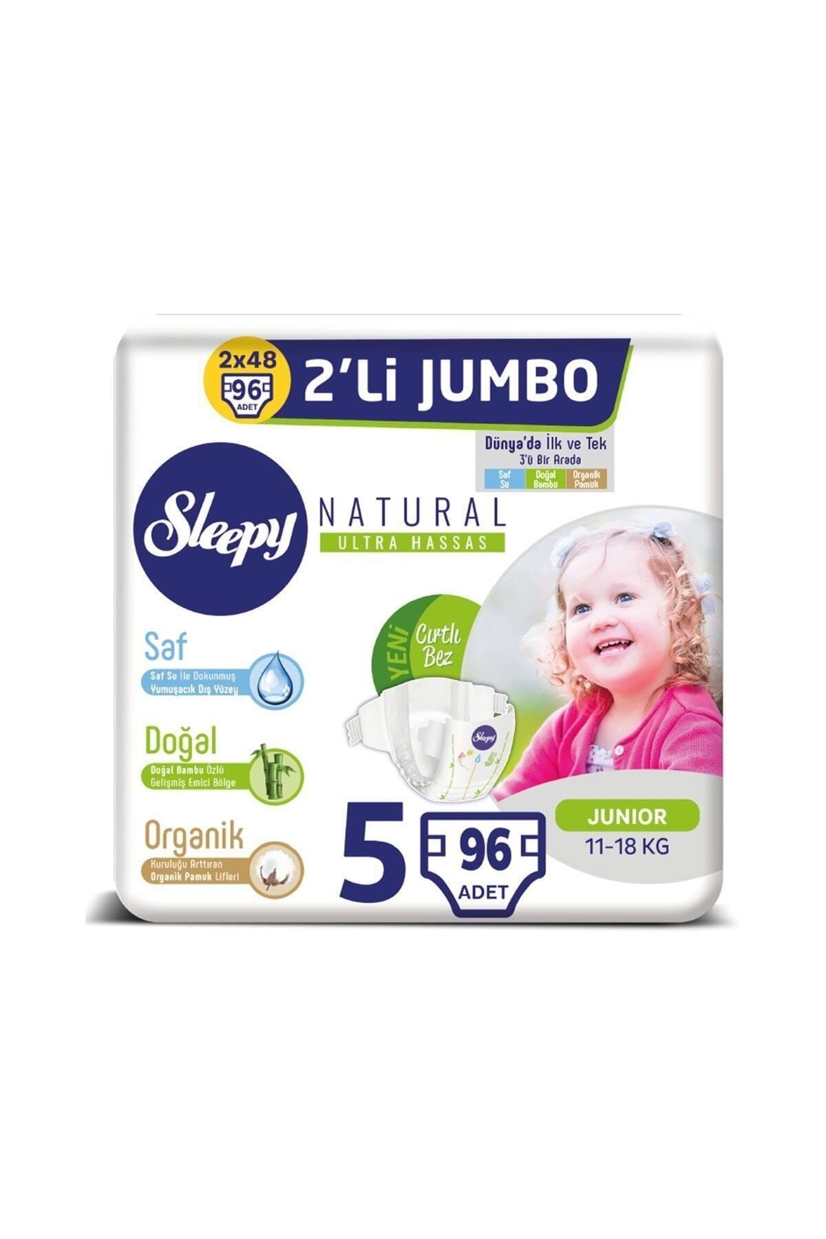 Sleepy Natural Bebek Bezi 5 Beden Junior 2x2'li Jumbo 96 Adet