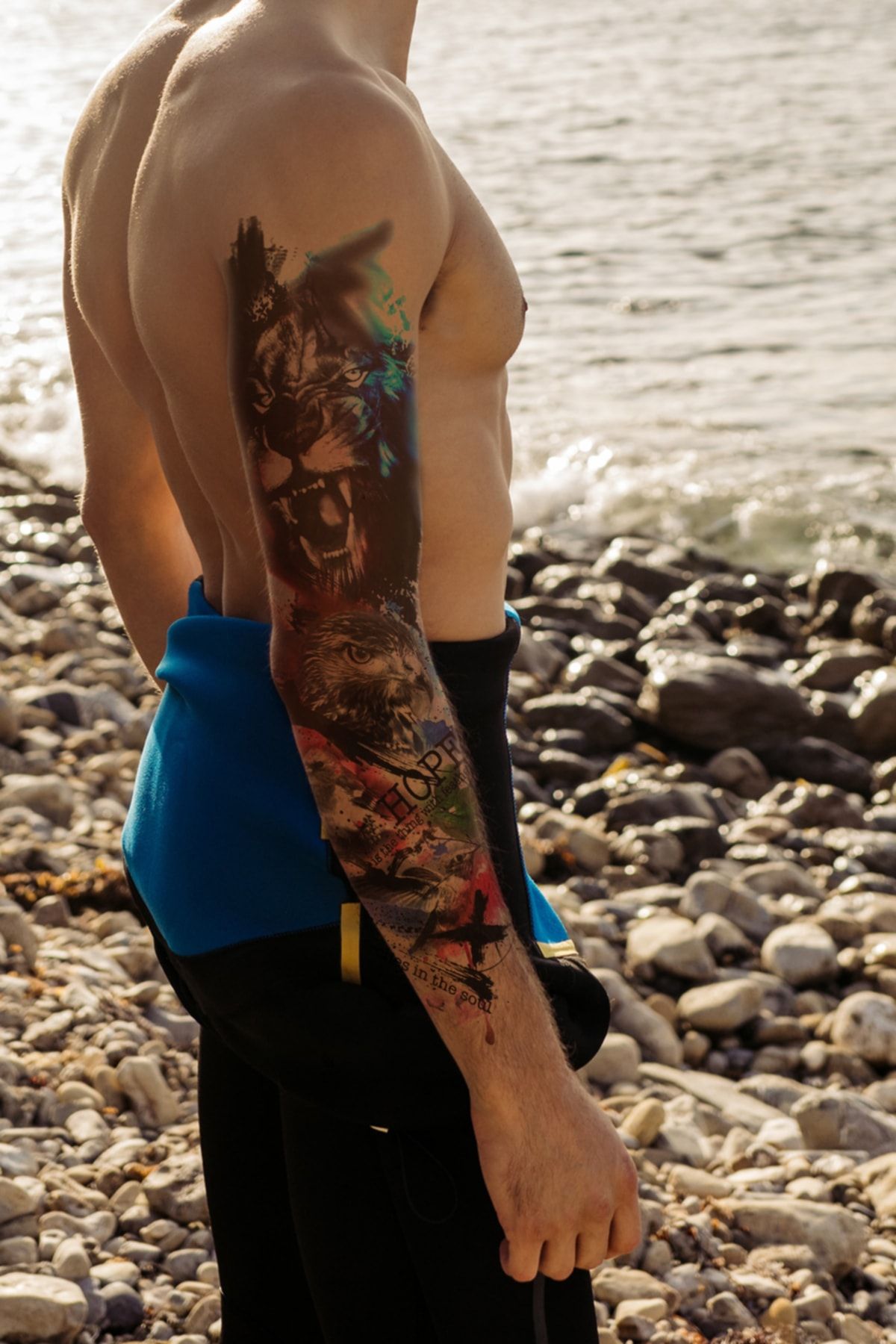 Takıştır Geçici Aslan Ve Kartal Kol Dövme Tattoo
