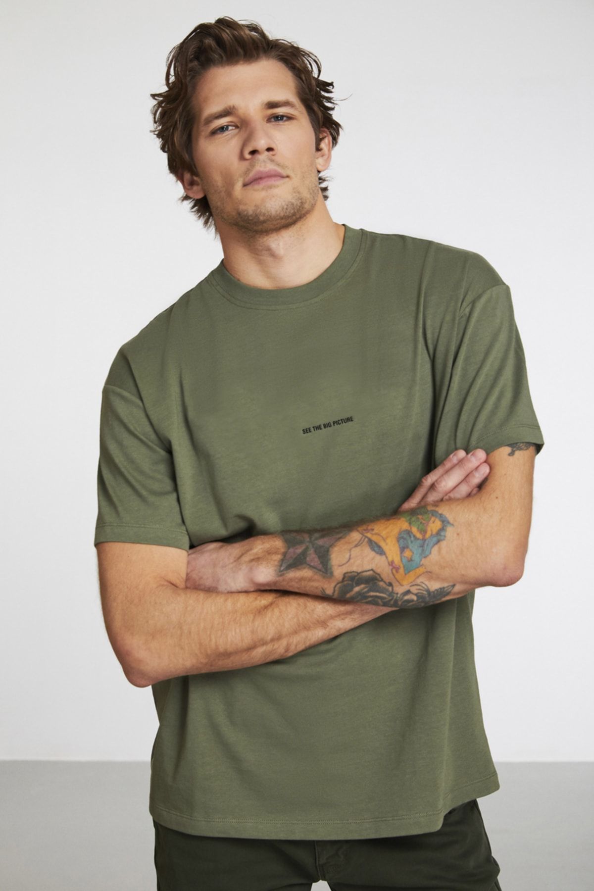 GRIMELANGE Rıver Oversize Haki T-shirt