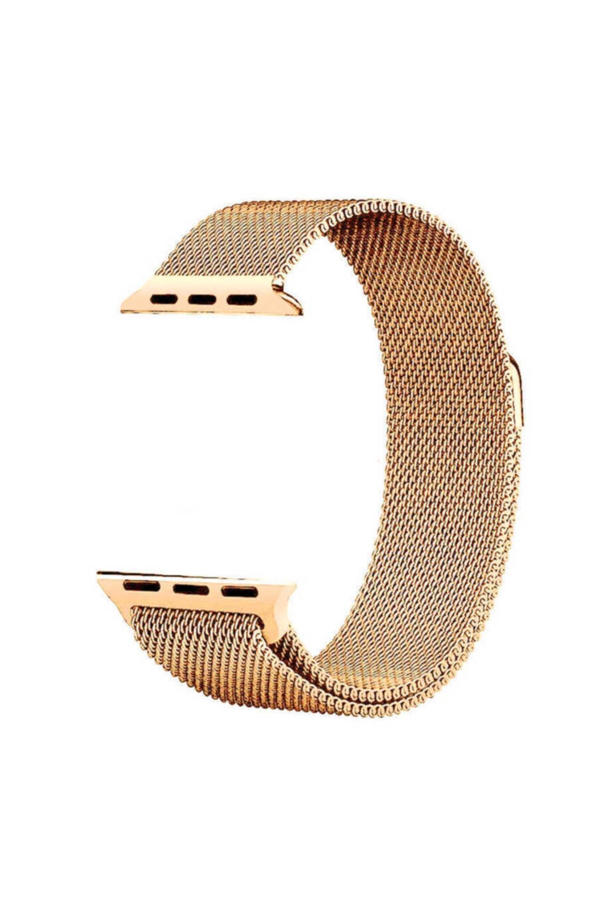 UnDePlus Apple Watch 38mm 40mm 41mm 1/2/3/4/5/6/se/se2/7/8/9 Milano Loop Kordon Vintage Gold - Pembe Açık