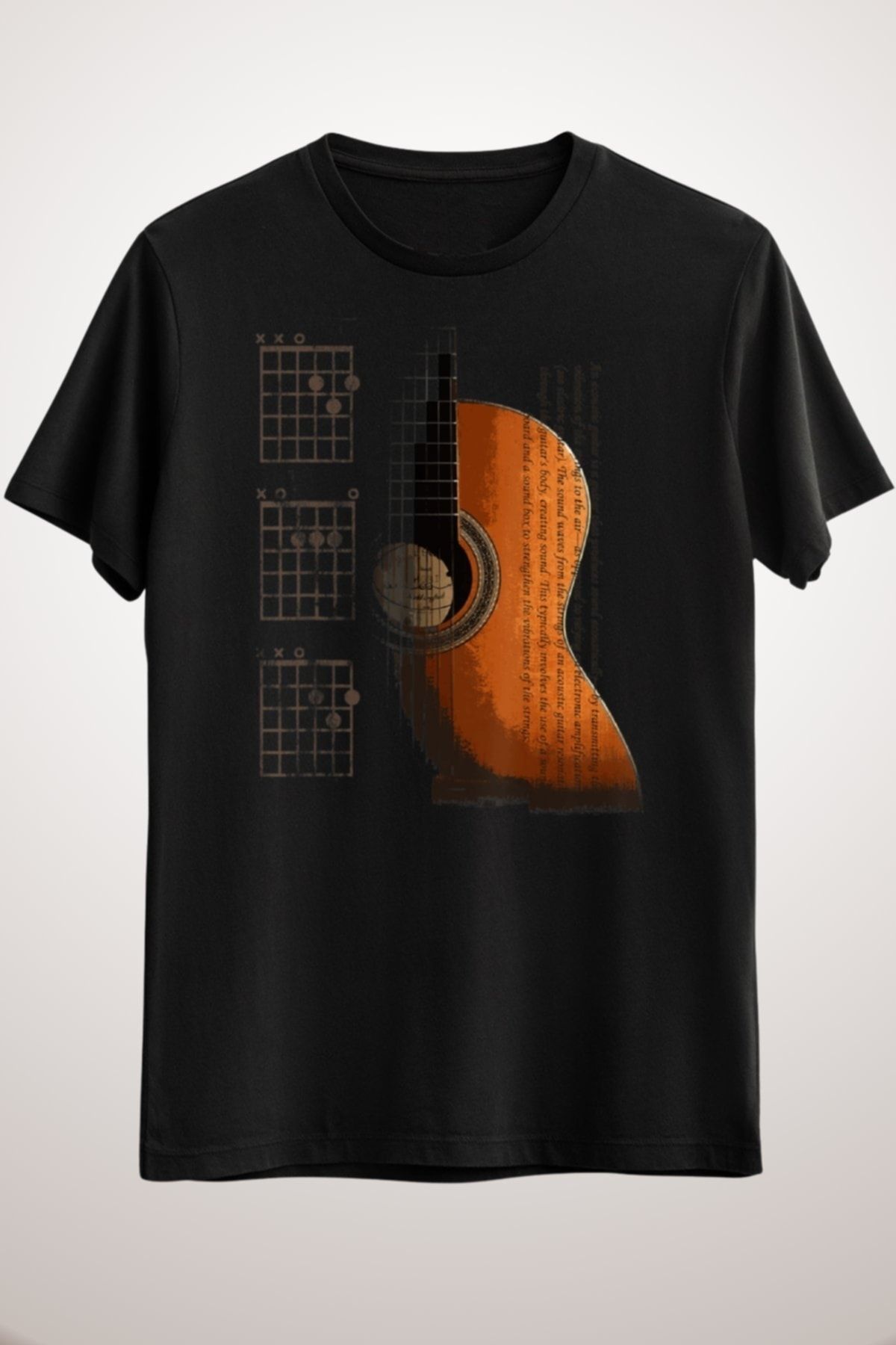 GreenMint Unisex Siyah Dad Chords Acoustic Gitar Guitar T-shirt