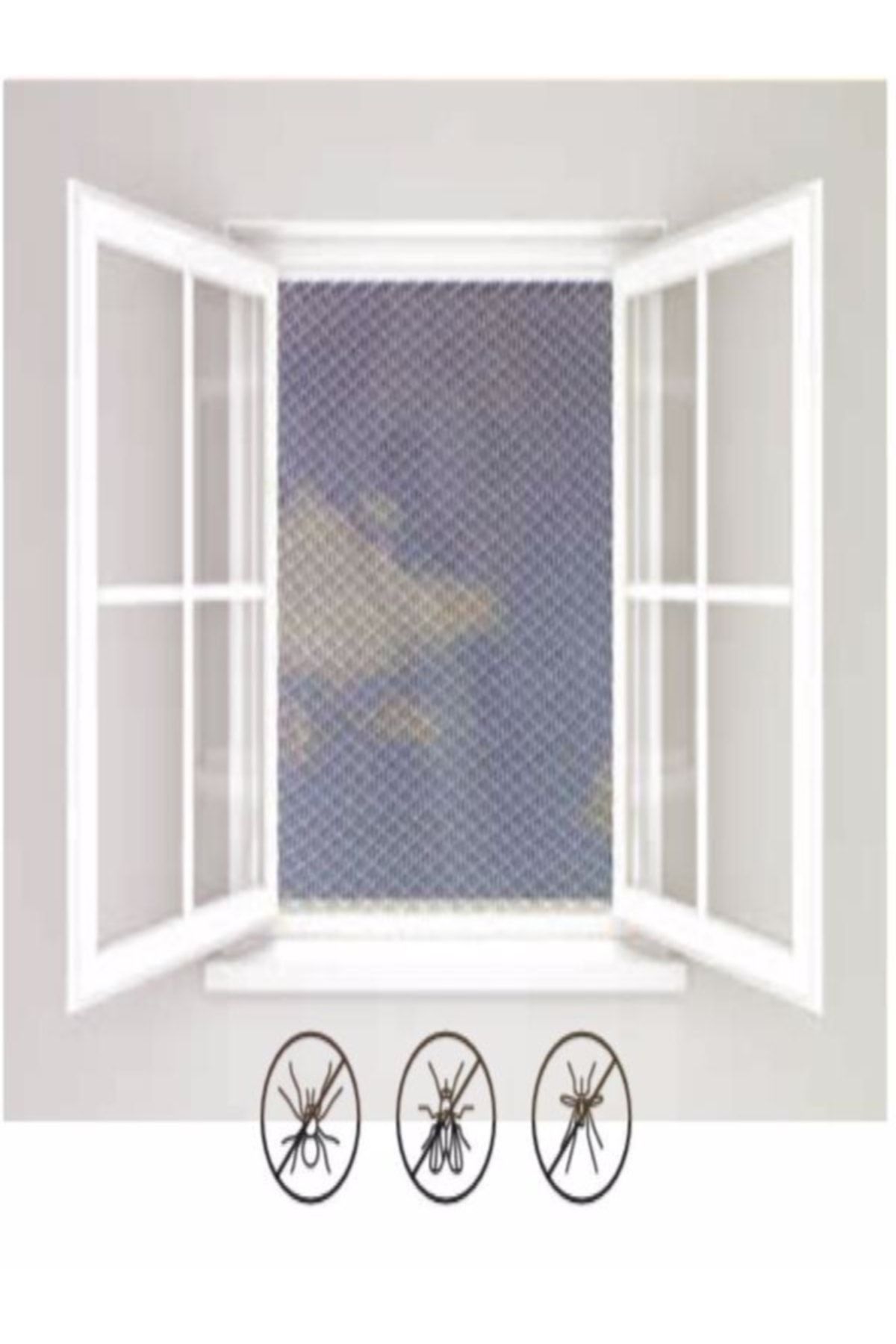 Saban Hazır Pencere Sinekliği Çift Kanat Sineklik Bantlı Pencere Sinekliği Bantlı