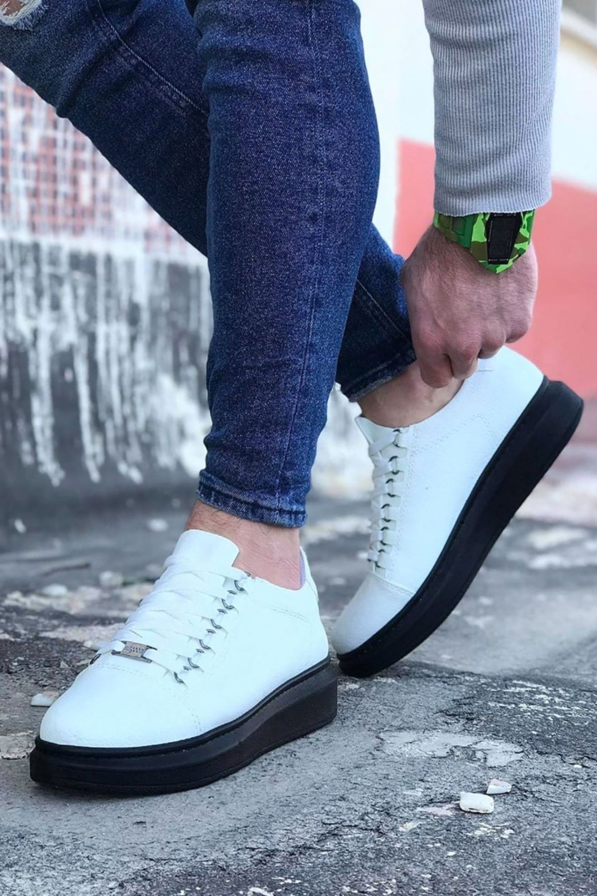 Mida Shoes Beyaz Yüksek Taban Erkek Spor Günlük Ayakkabı