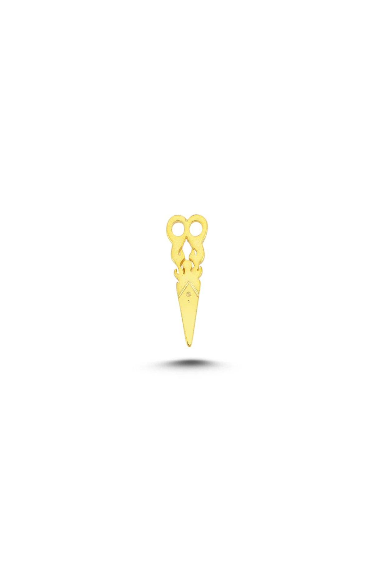 Ecce Mini Pin Makas Gümüş Üzeri 14k Altın Kaplamalı Broş/rozet