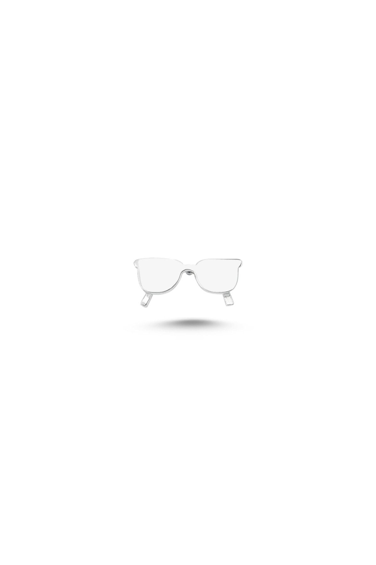 Ecce Unisex Beyaz Mini Pin Güneş Gözlüğü Gümüş Üzeri Altın Kaplamalı Broş / Rozet