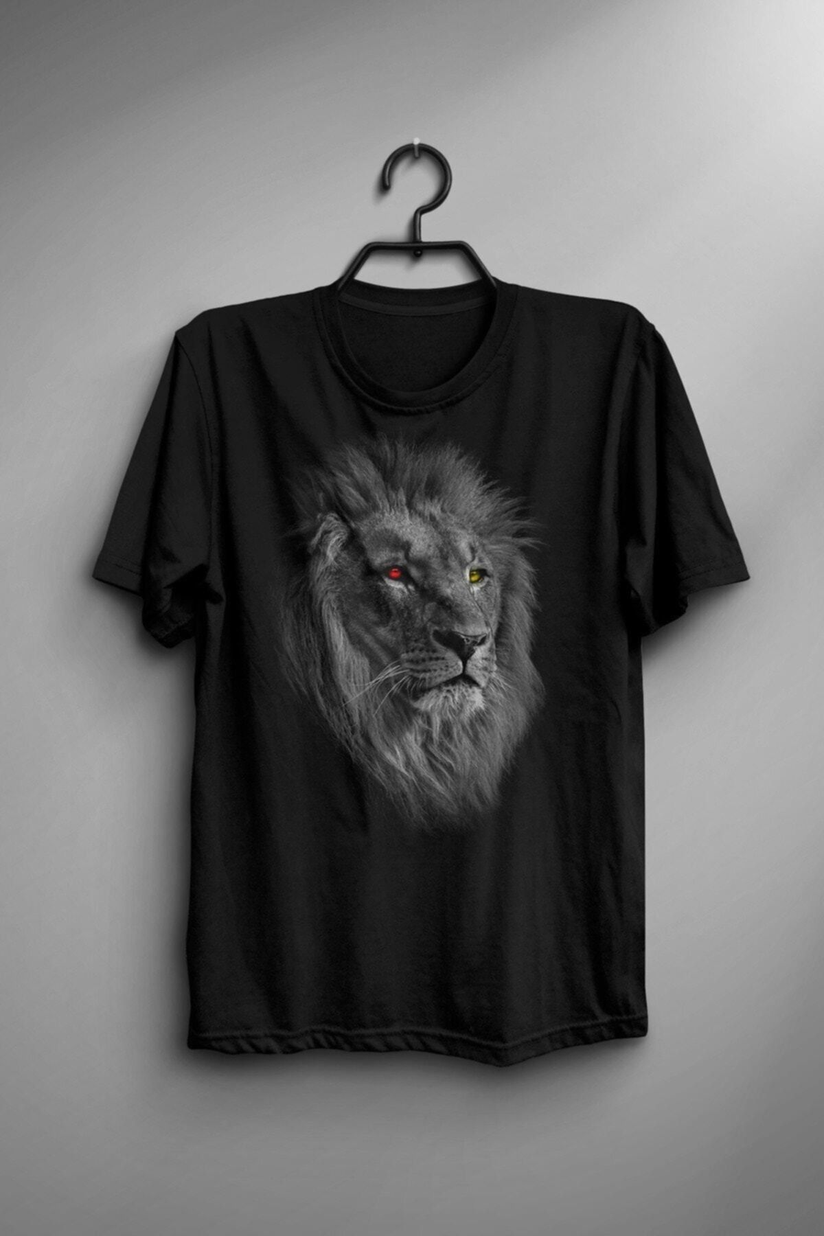 NİCE Erkek Siyah Gs Aslan Model Illüstrasyon Grafik Baskılı Tişört