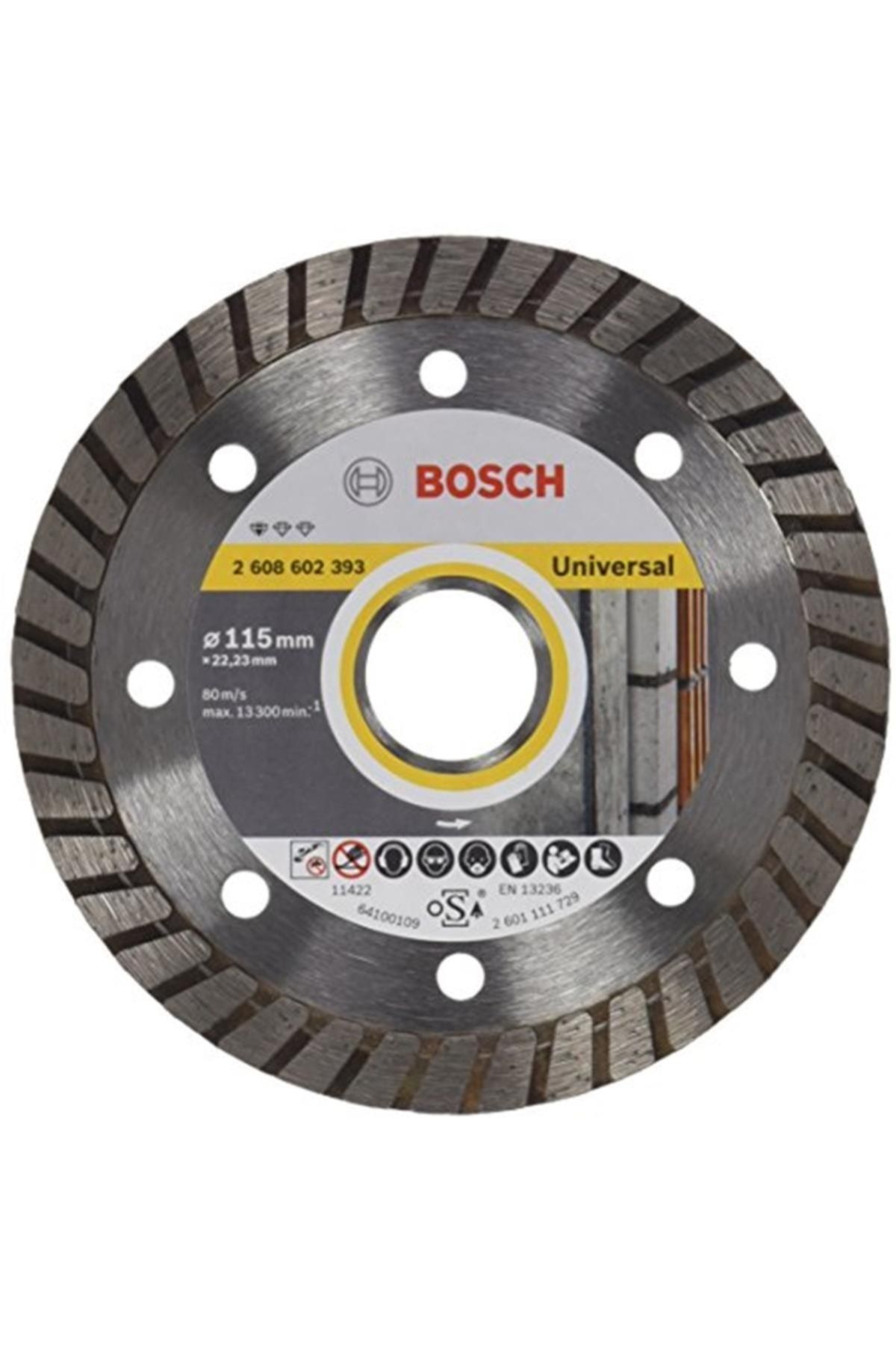Bosch Standard Seri Genel Yapı Malzemeleri Için Turbo Segmanlı Elmas Kesme Diski 115 mm