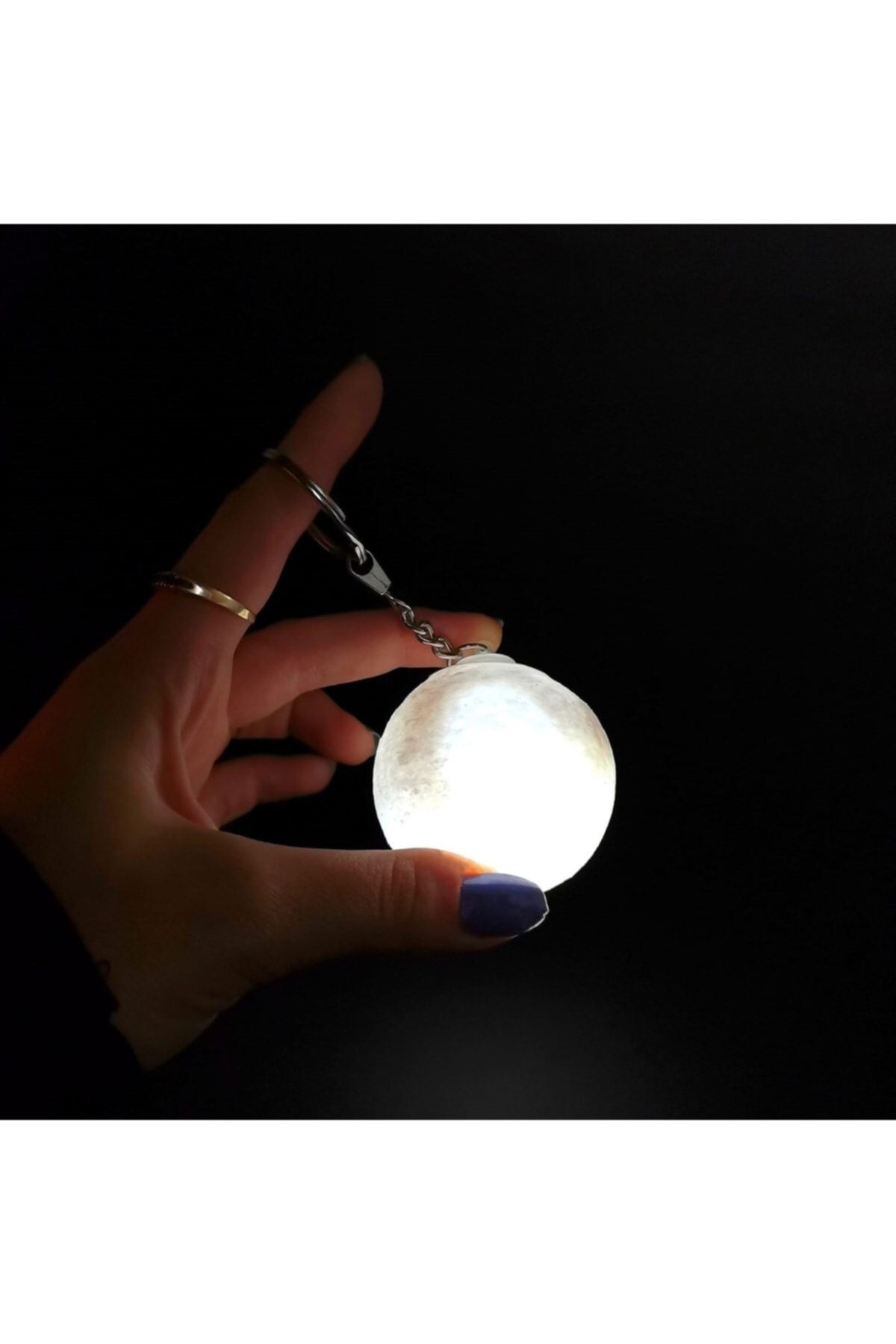 Genel Markalar Işıklı Ay Küre - Anahtarlık 3d Lamba Ay Moonlight Mini Anahtarlık