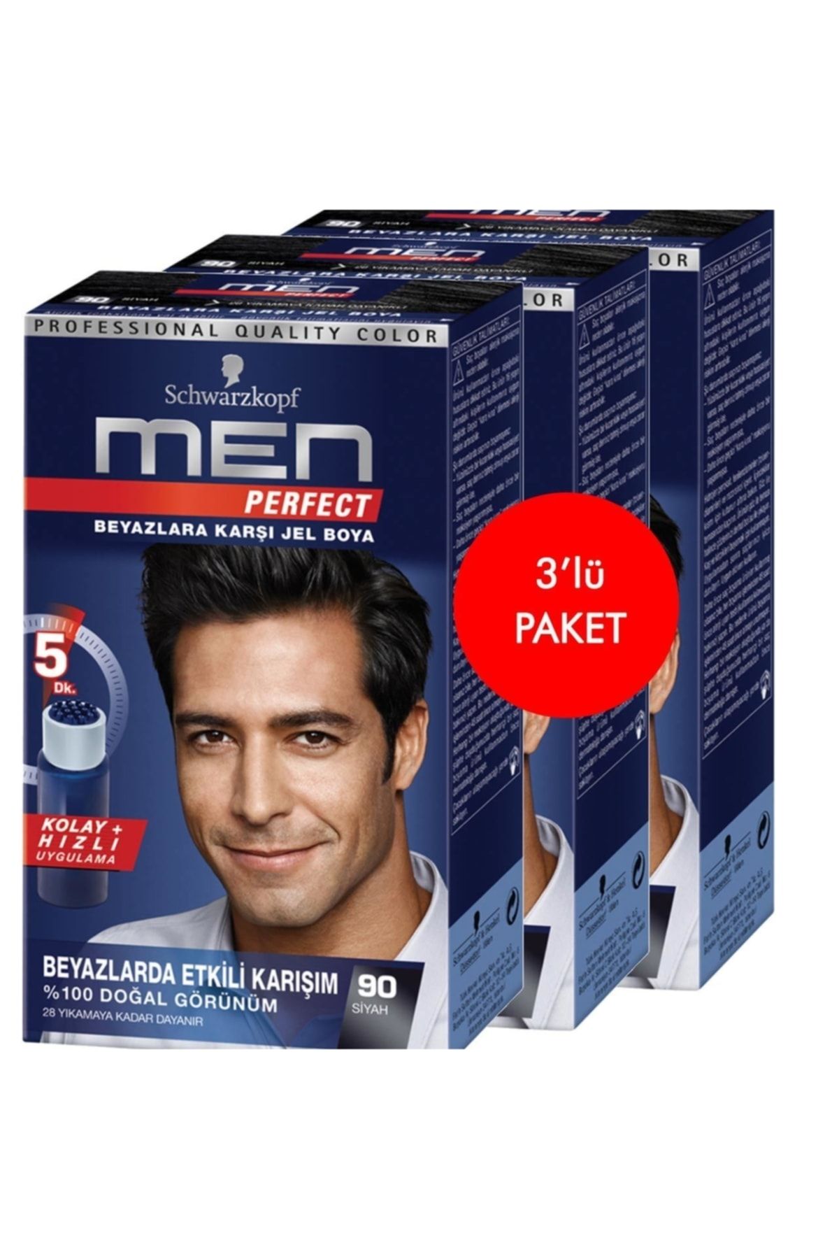 Genel Markalar Men Perfect Erkek Saç Boyası 90 Üçlü Paket