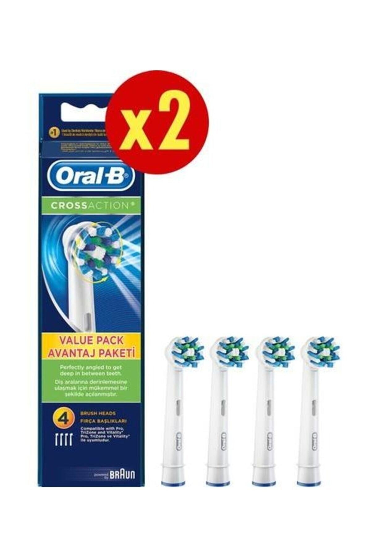 Oral-B Diş Fırçası Yedek Başlığı Cross Action 4X2 Adet