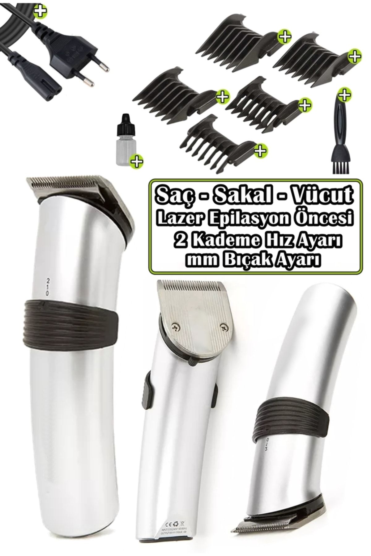 yopigo G-x609 Profesyonel Şarjlı Saç Sakal Kesme Tıraş Tüm Vücut Traş Makinesi Seti Lazer Epilasyon Öncesi