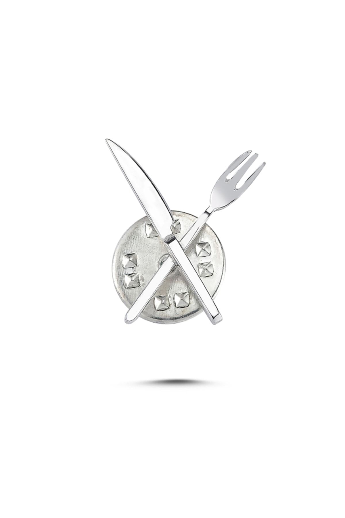 Ecce Mini Pin Çatal Bıçak Gümüş Üzeri 14k Altın Kaplamalı Broş/rozet