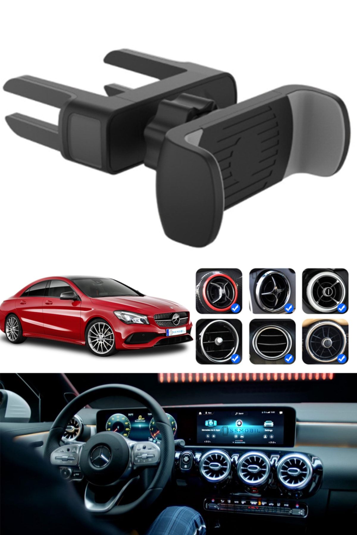 SSMobil Mercedes C,cla A,b,e Serisi Için Tasarlanmış Premium Araç Içi Telefon Tutucu