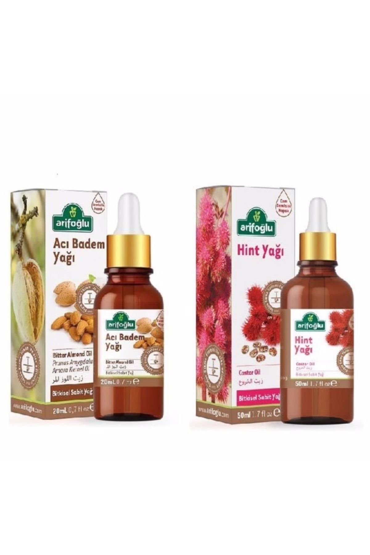 Arifoğlu Hint Yağı Soğuk Sıkım 50 ml & Acıbadem Yağı 20 ml
