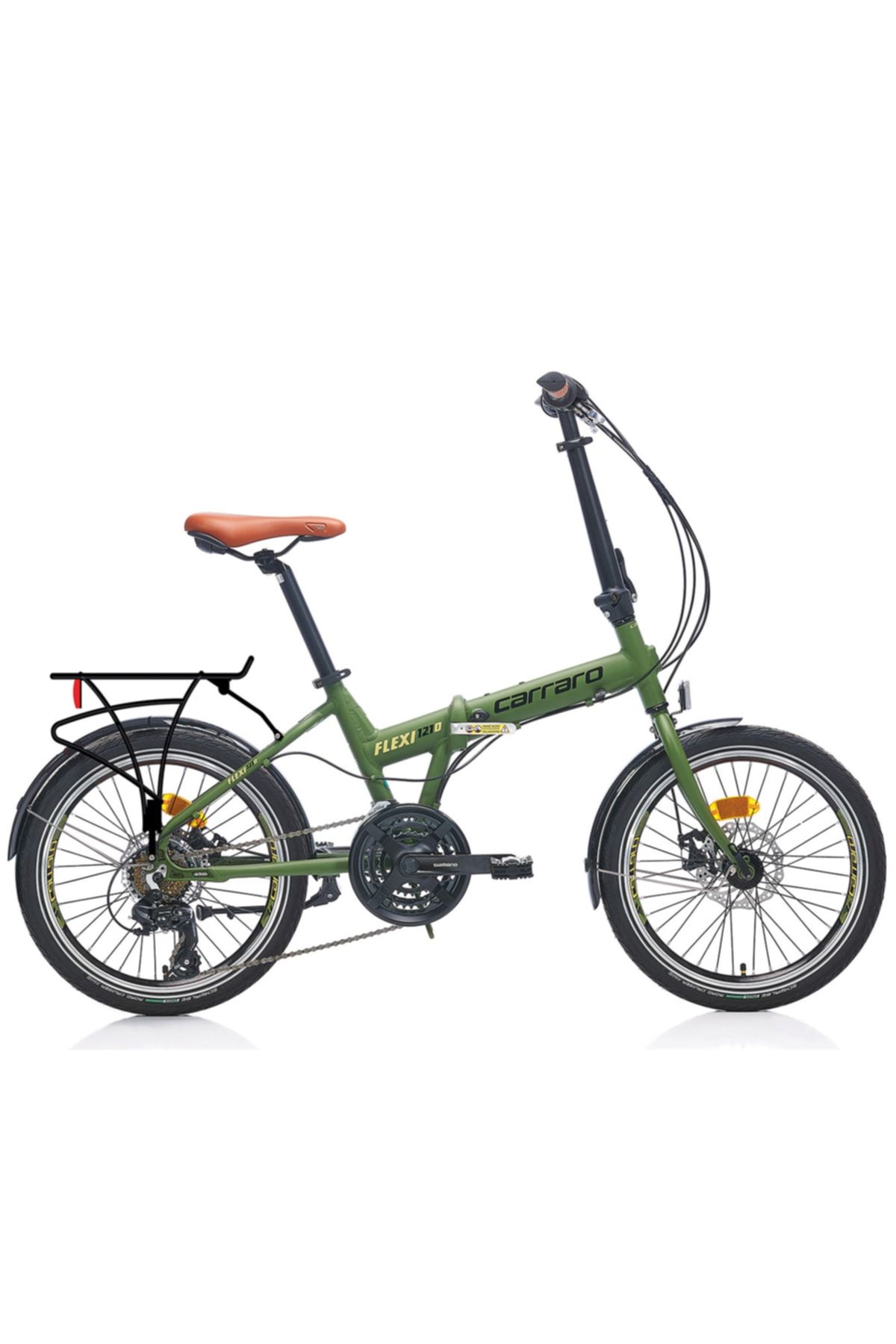 Carraro Flexi 121 D 20 Jant Katlanabilir Bisiklet Mat Haki Yeşil Siyah