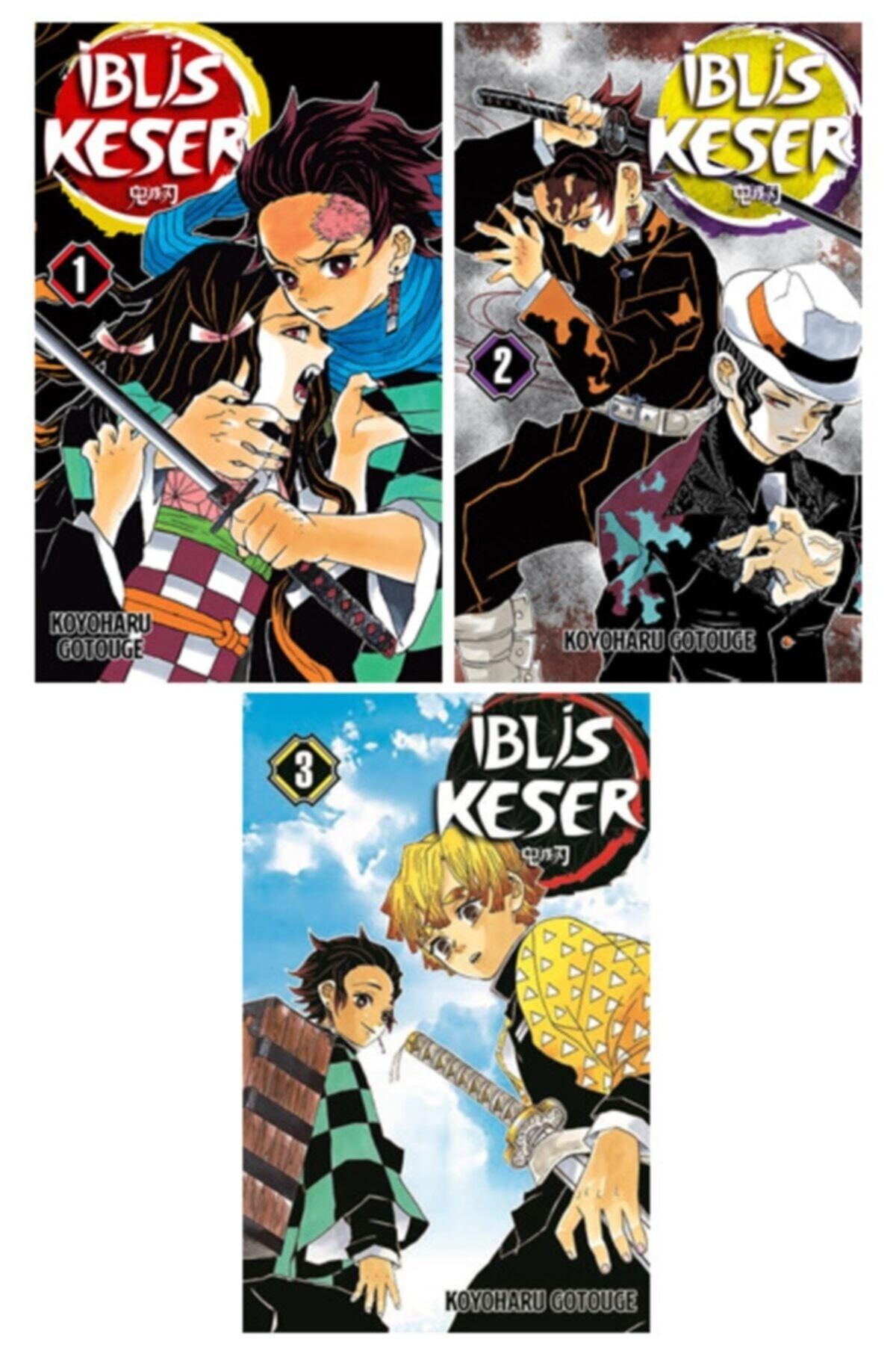 Gerekli Şeyler Yayıncılık Iblis Keser (demon Slayer) 1-2-3. Ciltler Manga Seti / Koyoharu Gotouge