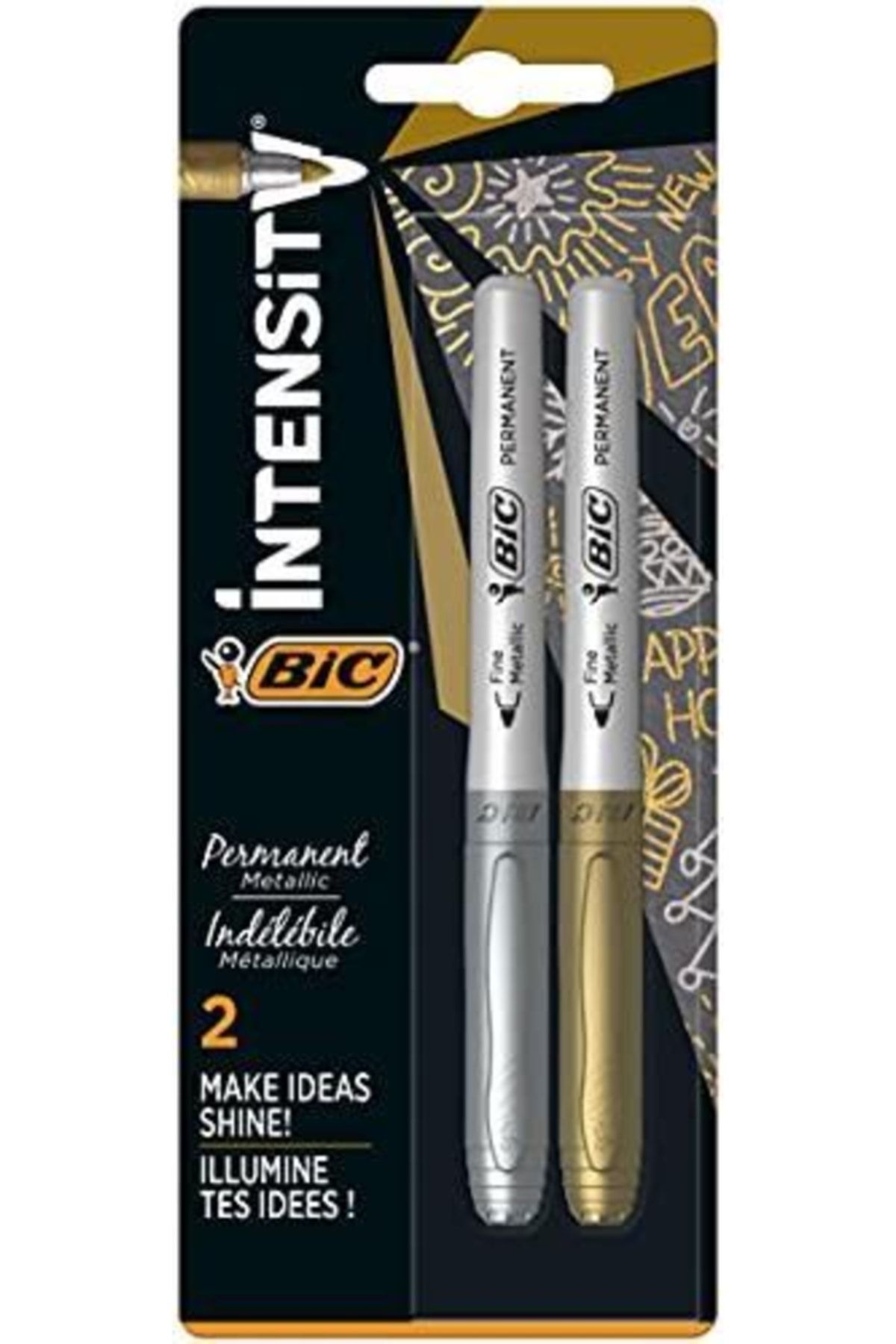 Bic Marking Altın Gümüş Permanent Markör 2'li Blister Jel Mürekkepli Kalem