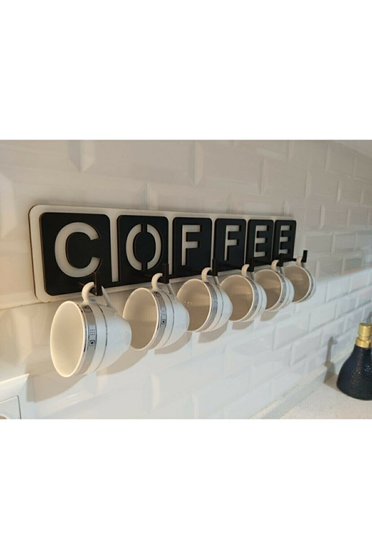 Genel Markalar Dekoratif Coffee Yazılı Mutfak Fincan Ve Kupa Askılığı 45cm X 10cm