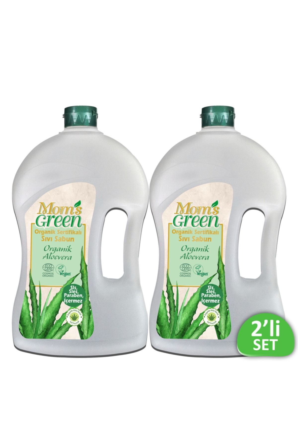 Mom's Green 2'li Set Organik Sertifikalı Sıvı Sabun - Organik Aloeveralı 1500 ml *2 Adet