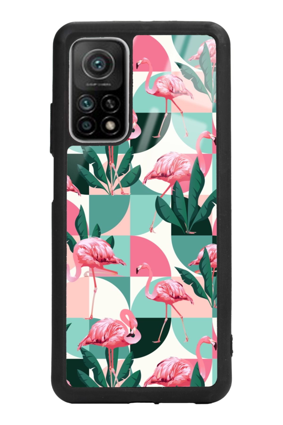 Spoyi Xiaomi Mi 10t Retro Flamingo Duvar Kağıdı Tasarımlı Glossy Telefon Kılıfı