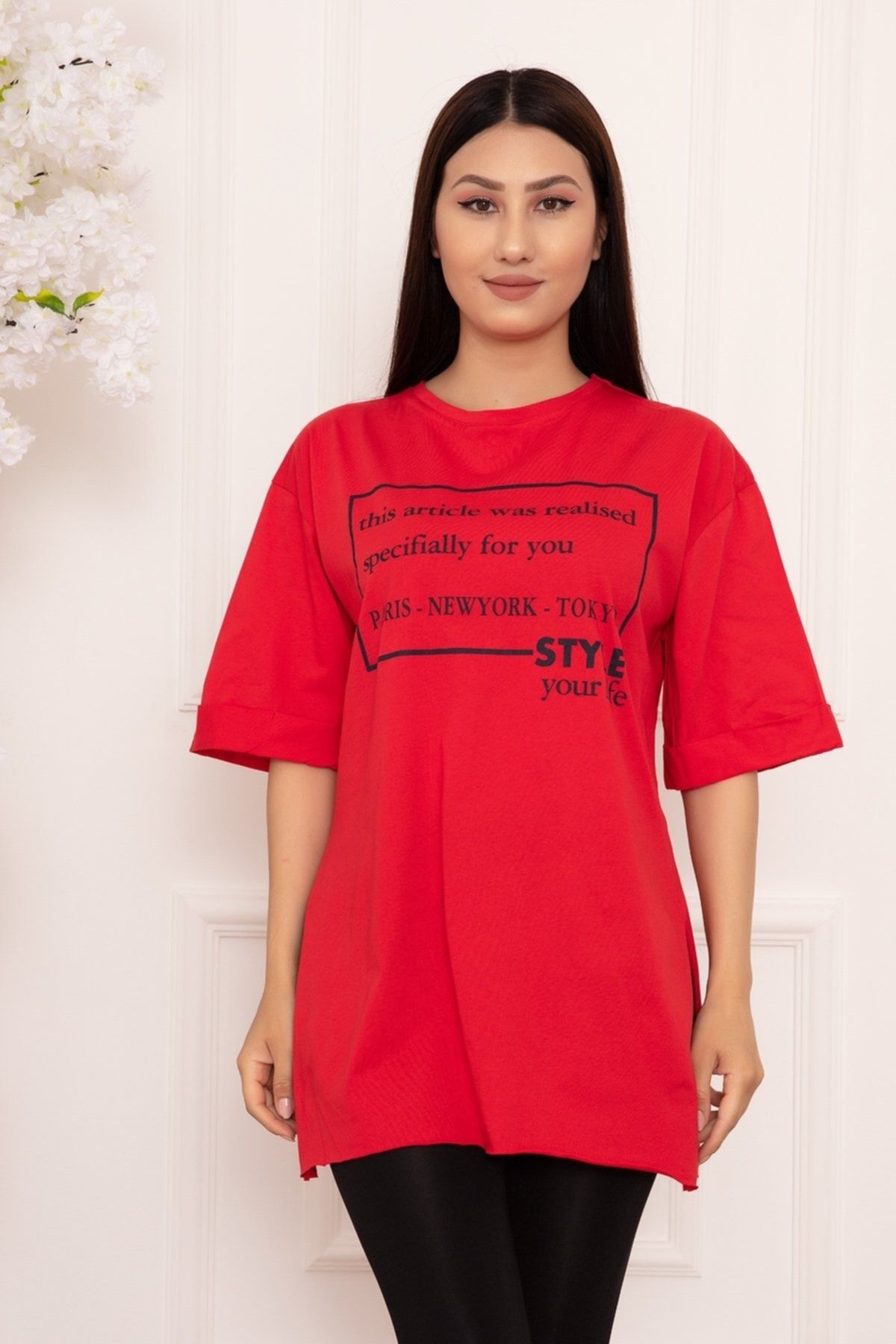PULLIMM Bayan Style Your Life Baskılı Salaş Esp07 T-shirt