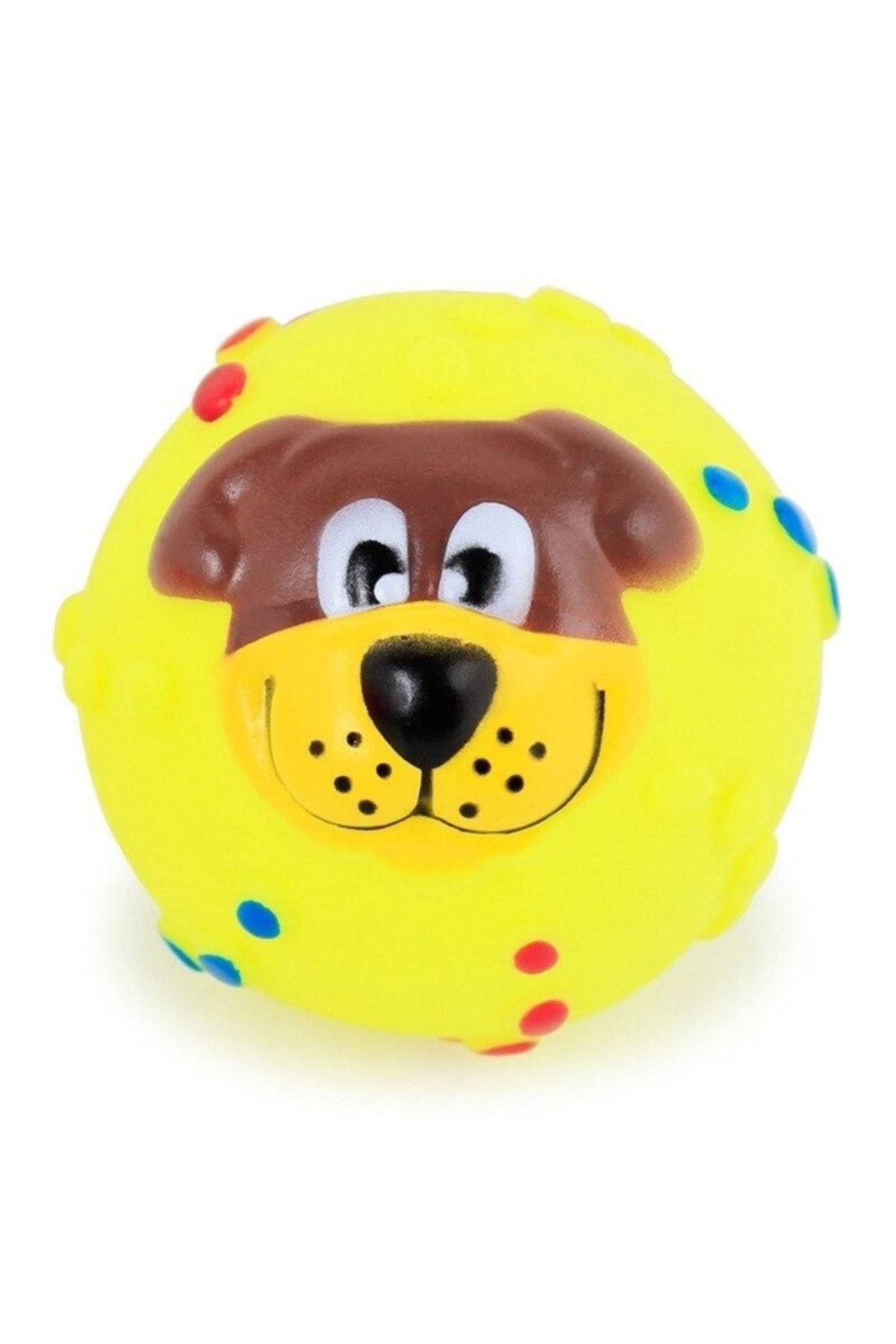 Bobo Köpek Yüzü Şekilli Öten Köpek Oyuncağı 6.5 Cm Sarı