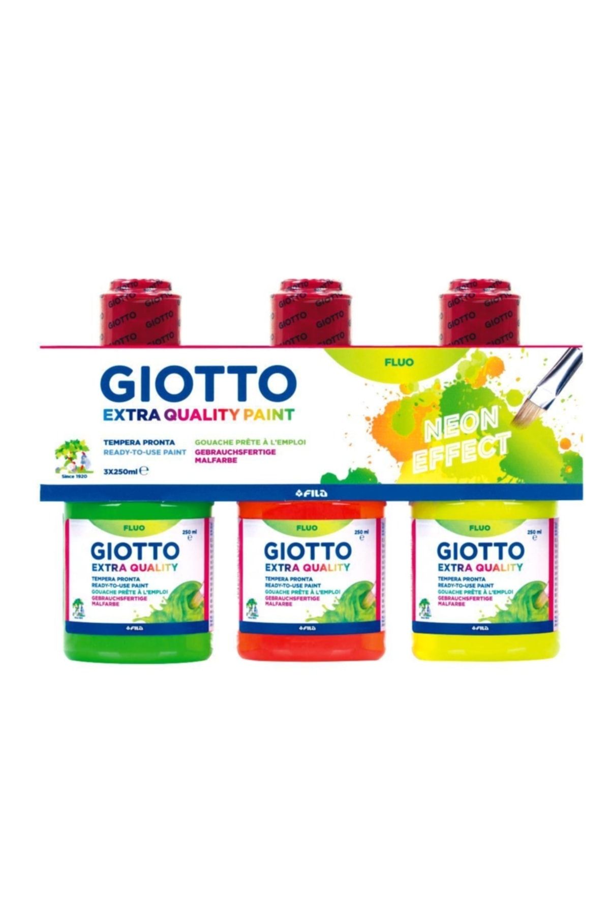 Giotto Tempera Yıkanabilir Boya Seti 3x250ml Neon Renkler (ft542700)
