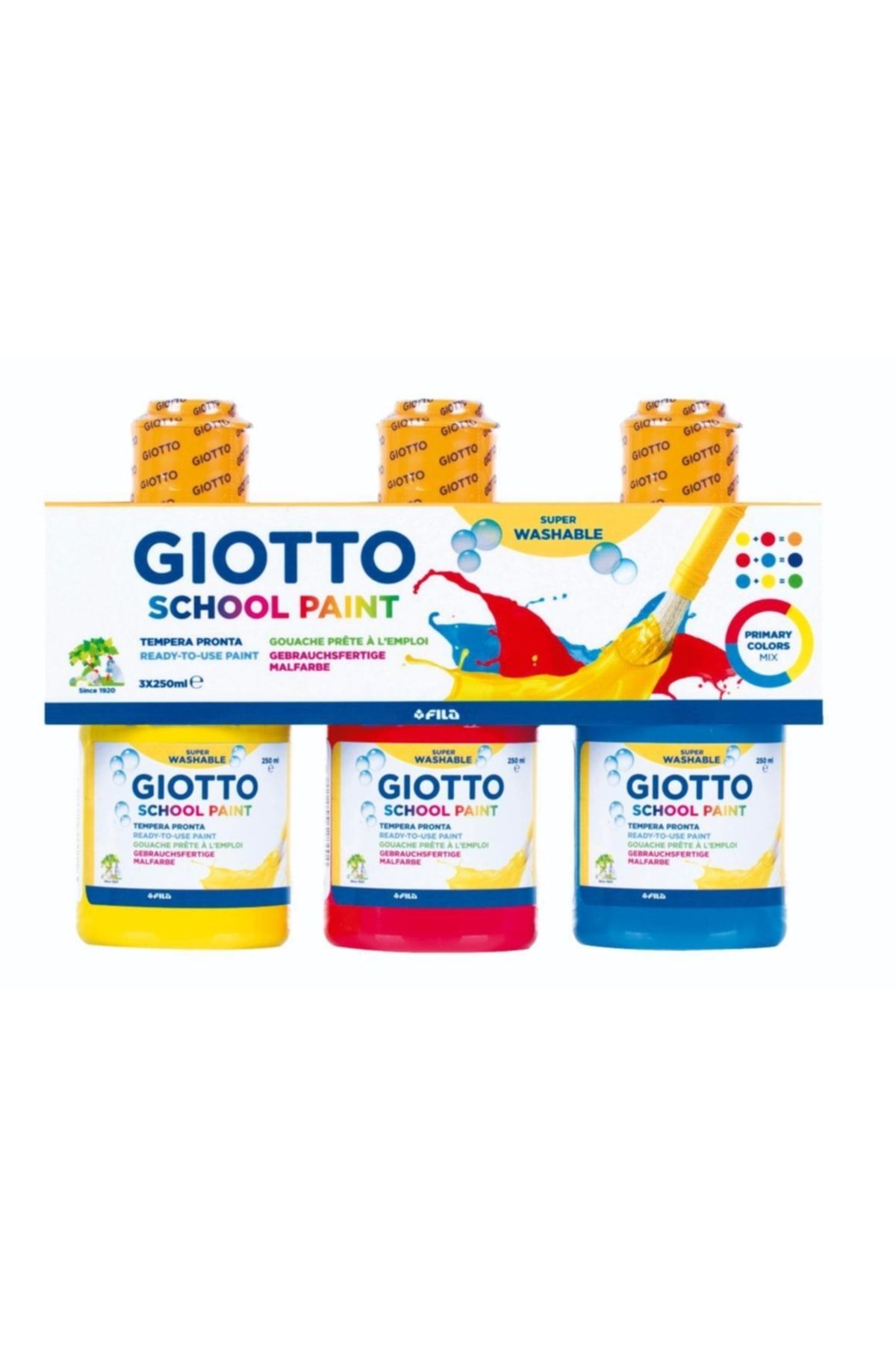 Giotto Tempera Yıkanabilir Boya Seti 3x250ml Ana Renkler (ft542400)