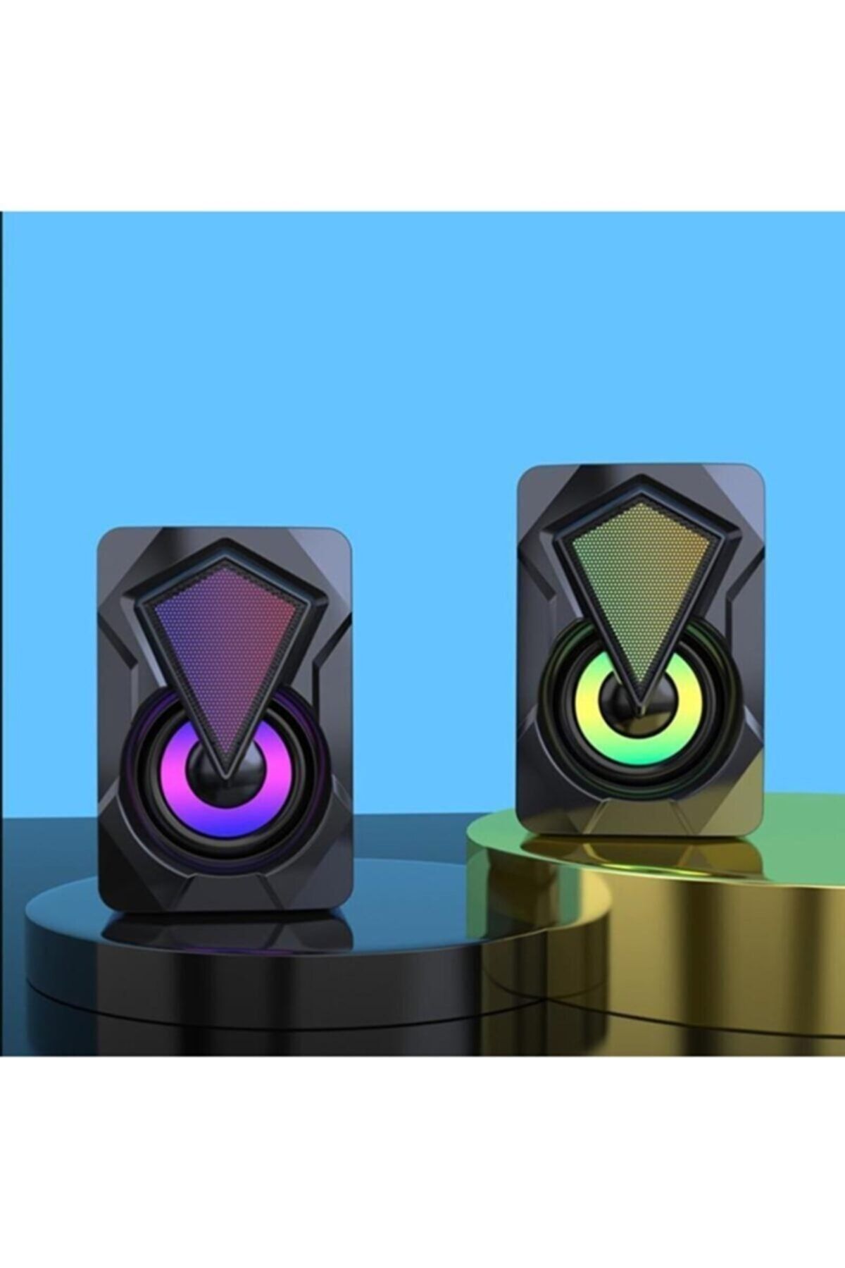 Nanopro Bilgisayar Hoparlörü Rgb Led Işıklı Gaming Oyuncu Hoparlörü 3.5mm Jack Usb Speaker 1+1 Ses Sistem