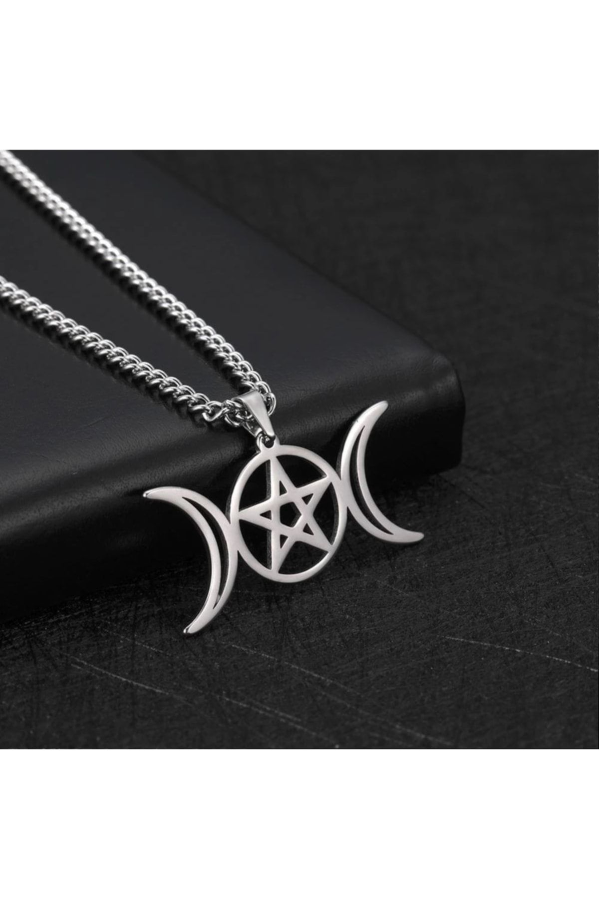 Viking Pentagram & Moon Witchcraft Gotik 316l Çelik Kolye