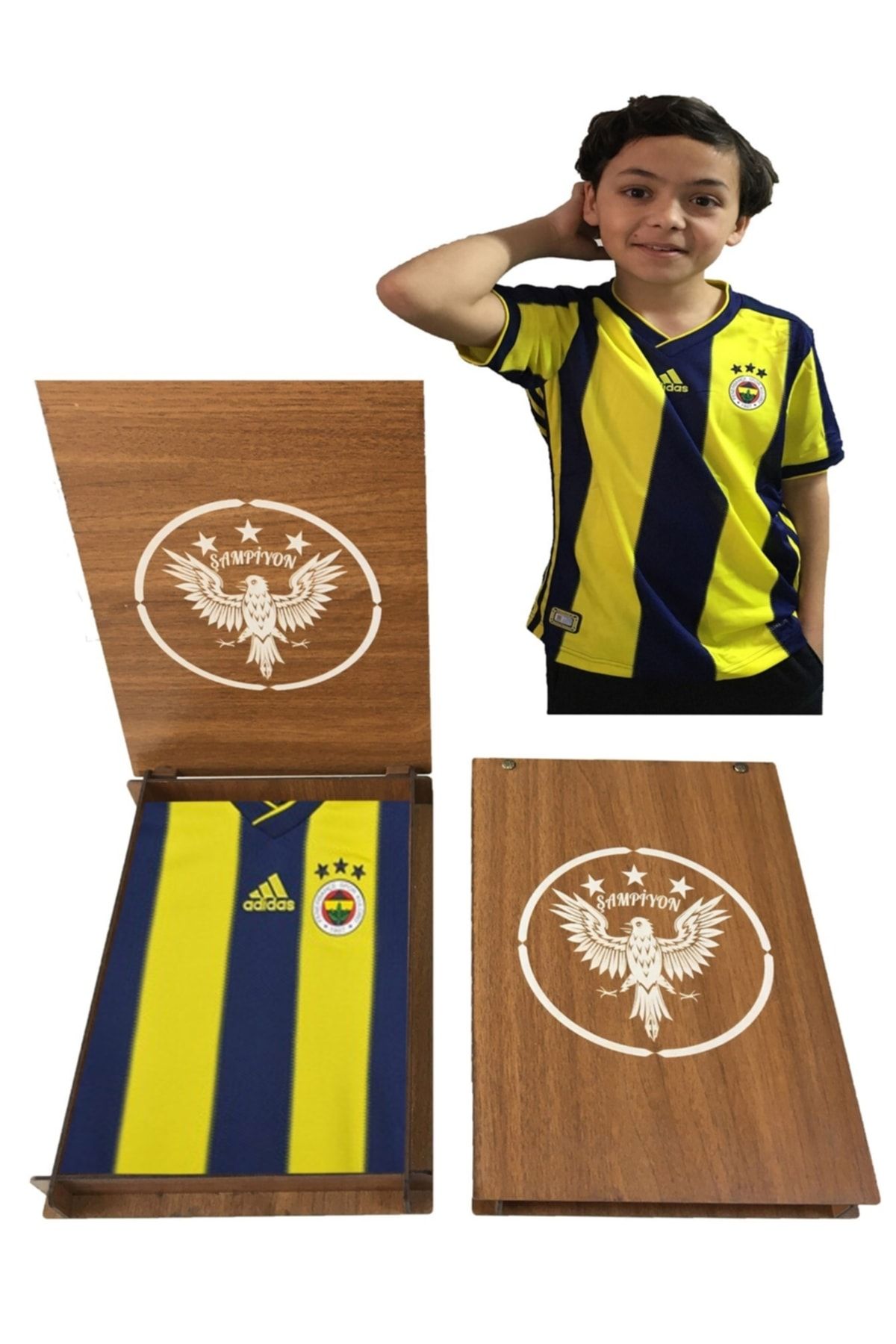 Fenerbahçe Çocuk Lisanslı Efsane Çubuklu Forma Hediye Ahşap Kutulu