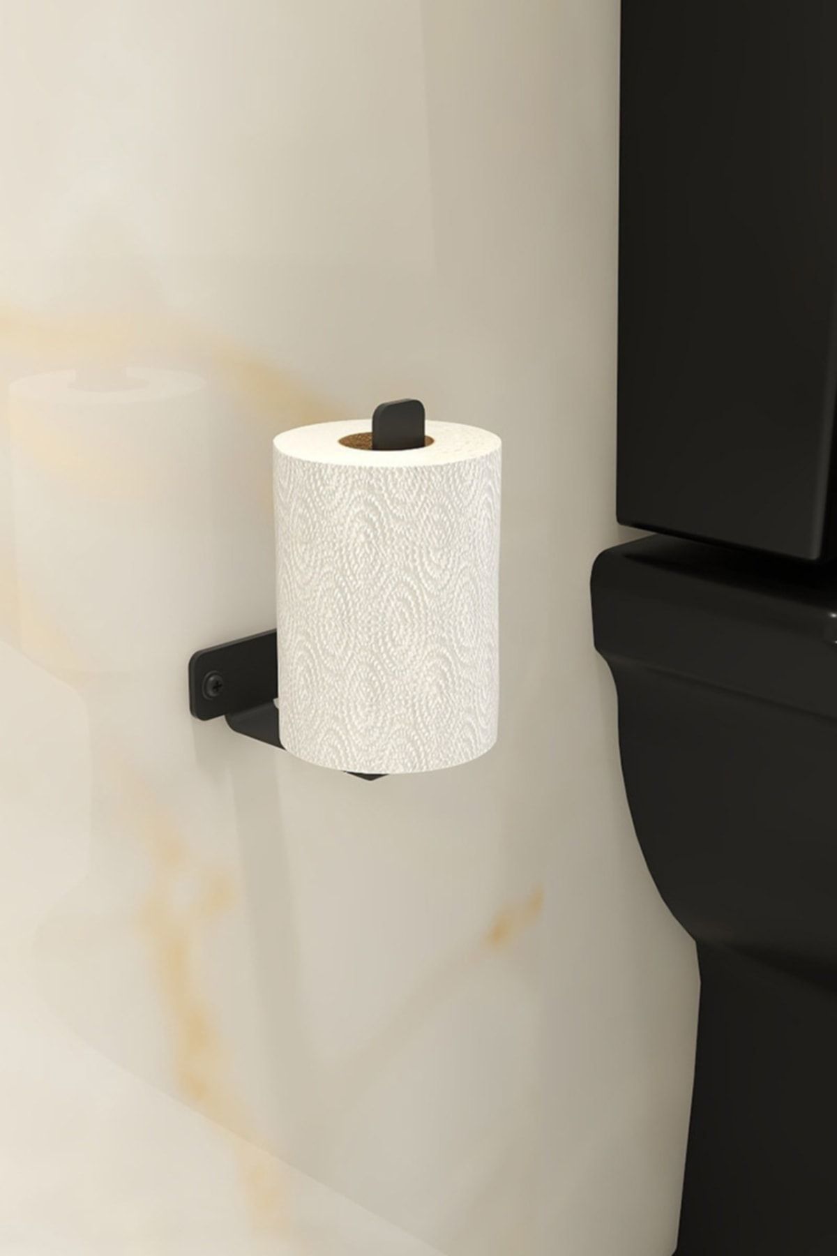 Rosyvien Metal Tuvalet Kağıtlığı, Siyah Tuvalet Kağıdı Askısı Dekoratif Modern Wc Vidalı Banyo Kağıtlık Dikey