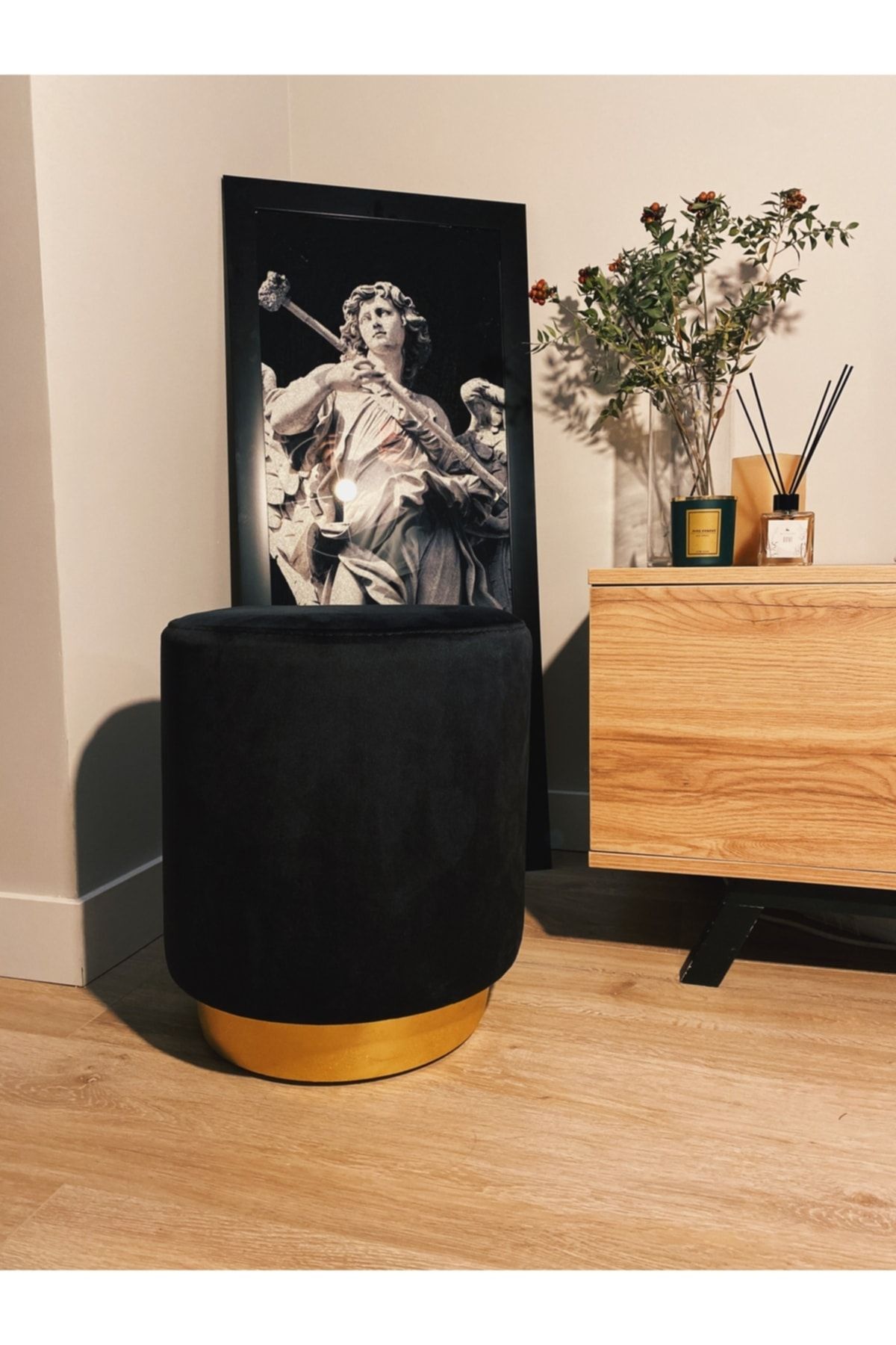 S Home Design Concept Kaktüs Puf, Babyface, Gold Detaylı-siyah