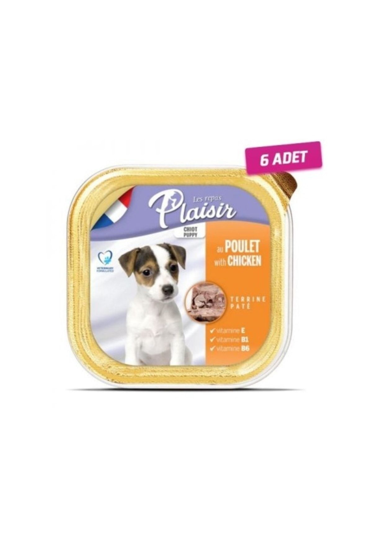 Plaisir 6 Adet - Tahılsız Puppy Tavuklu Ezme Yavru Köpek Konservesi 150 Gr