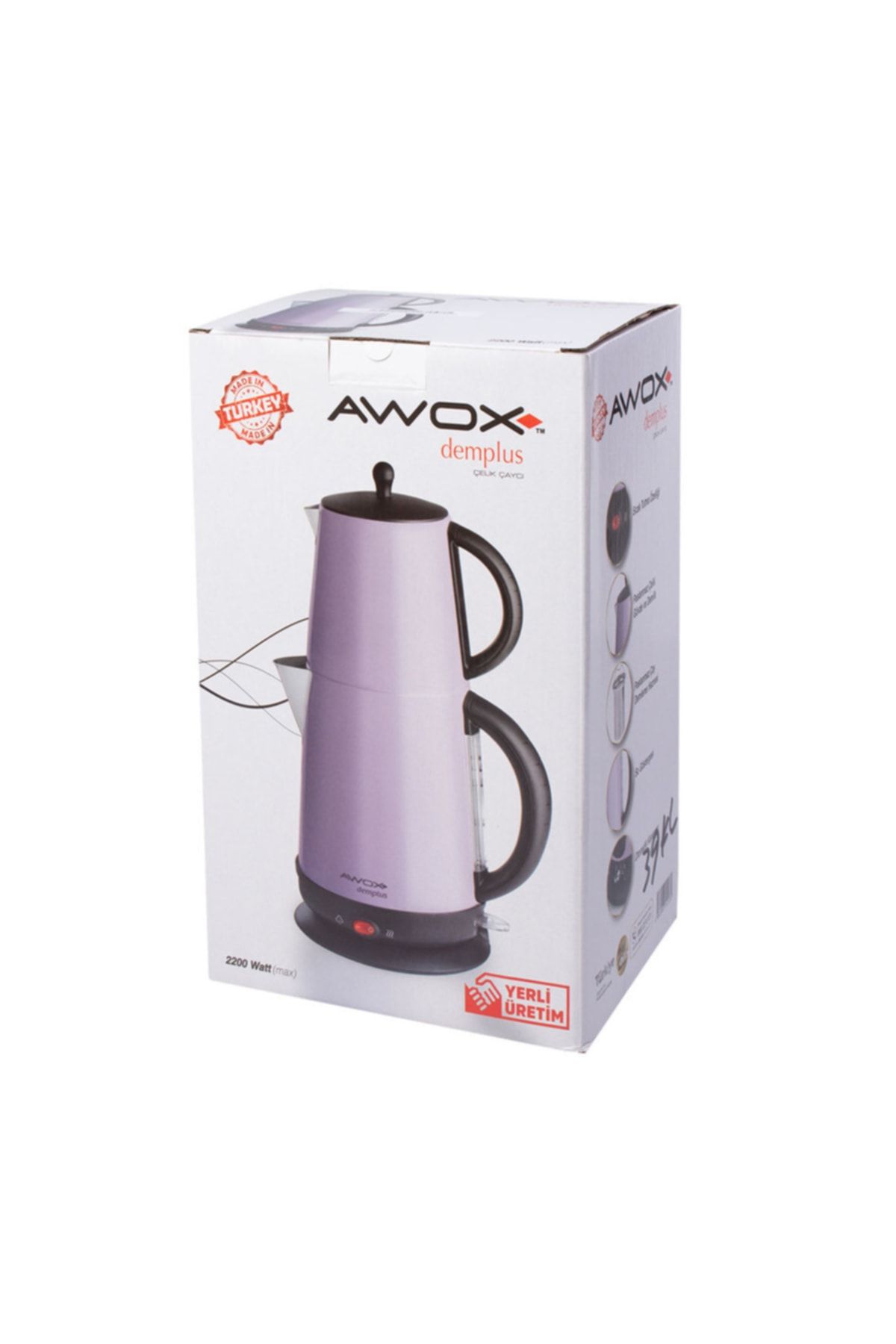 AWOX Demplus Violet Renk Elektrikli Çelik Çay Makinesi