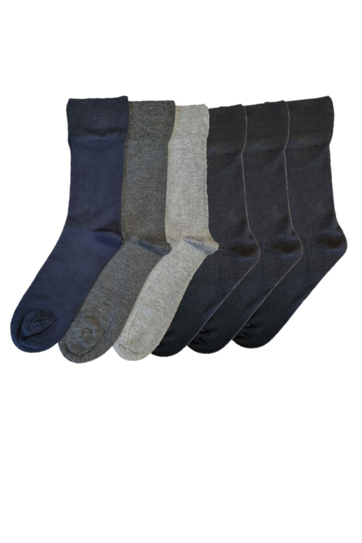 vtex socks 6'lı Dikişsiz Erkek Diyabetik Bambu Şeker Çorap Karışık Renk Diabetik