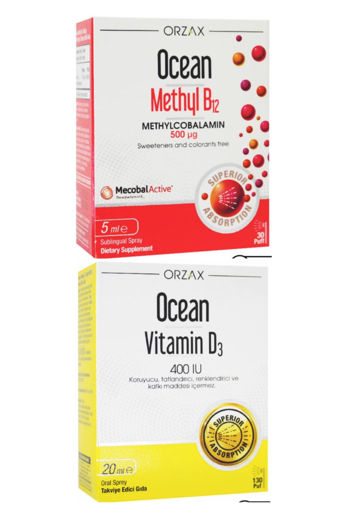Ocean Methyl B12 Sprey 500mcg 5ml Vitamin D3 400ıu Sprey 20ml