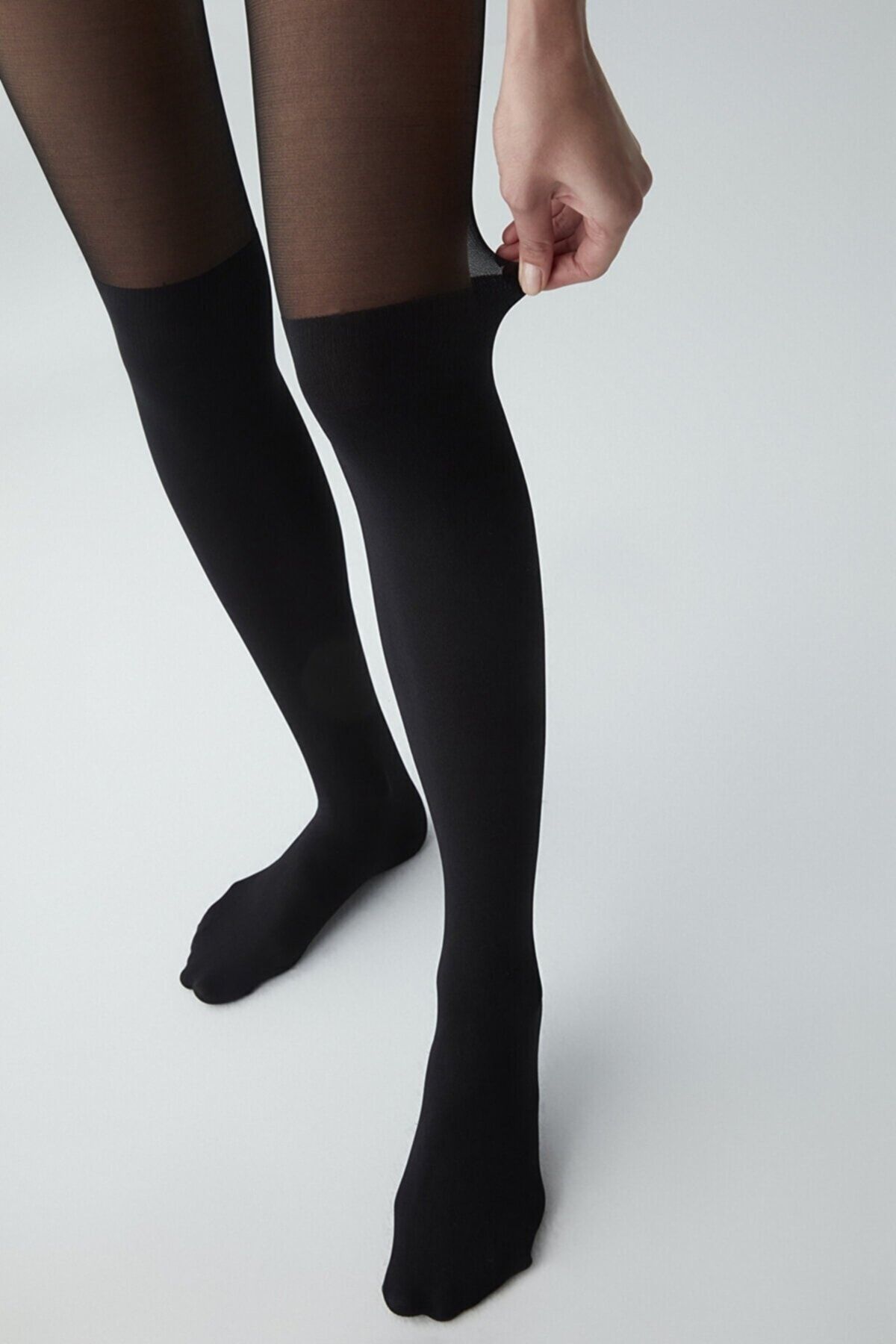 Penti Desenli Külotlu Çorap Çizme Çorabı 20 Denye siyah