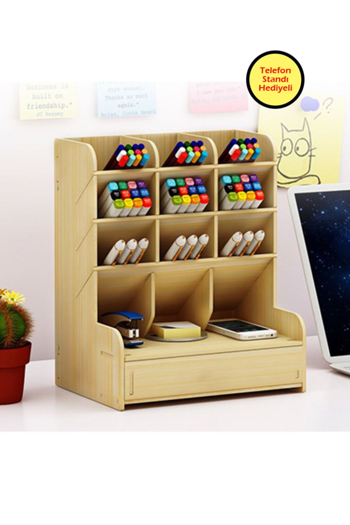 woodsia Martı Çekmeceli Kalemlik Organizer (akçaağaç)