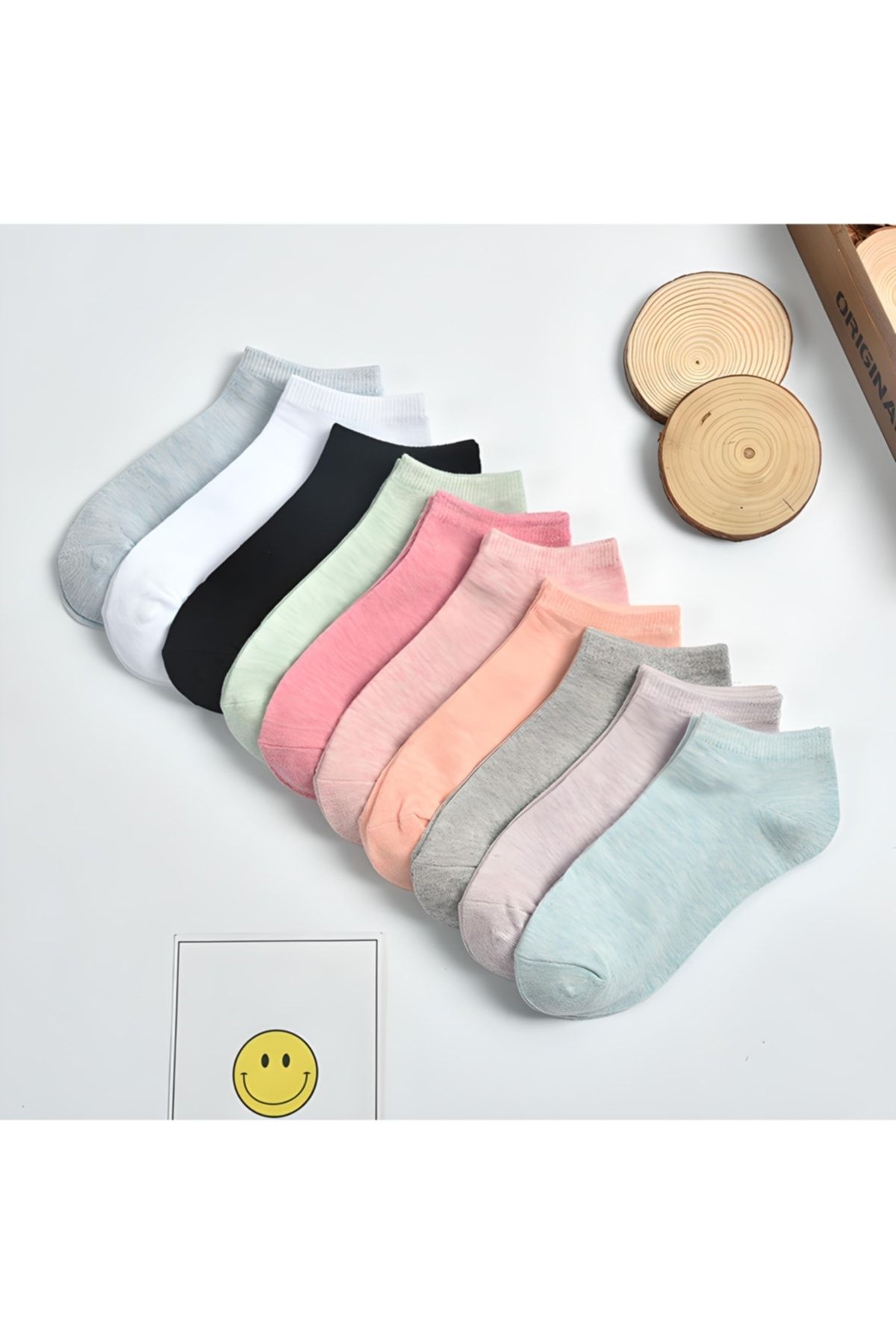 Değer tekstil 8 Çift Karışık Renk Kadın Patik Çorap