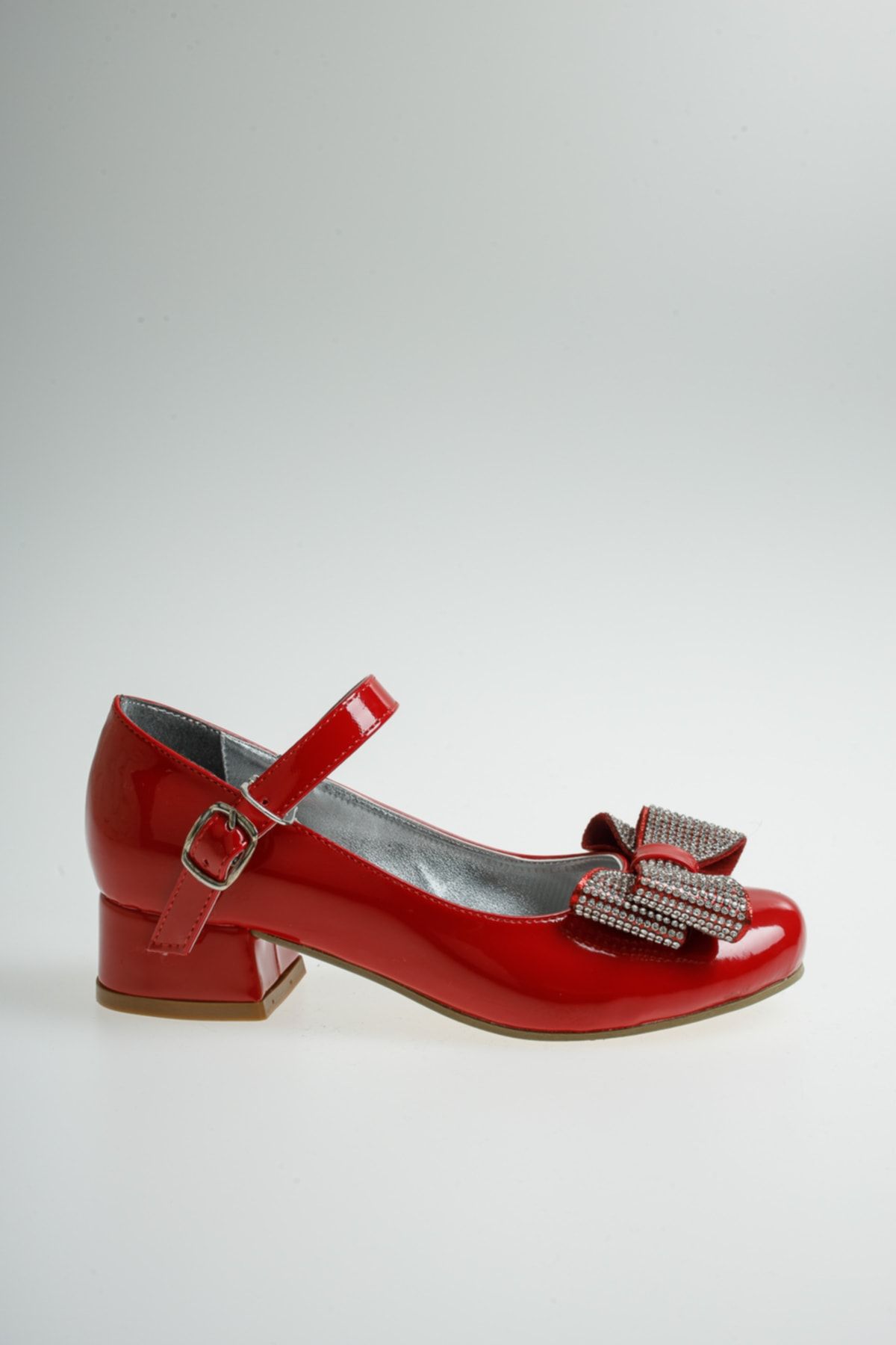 Ramer Kız Çocuk Kırmızı Rugan Fiyonklu Taşlı Abiye Ayakkabı