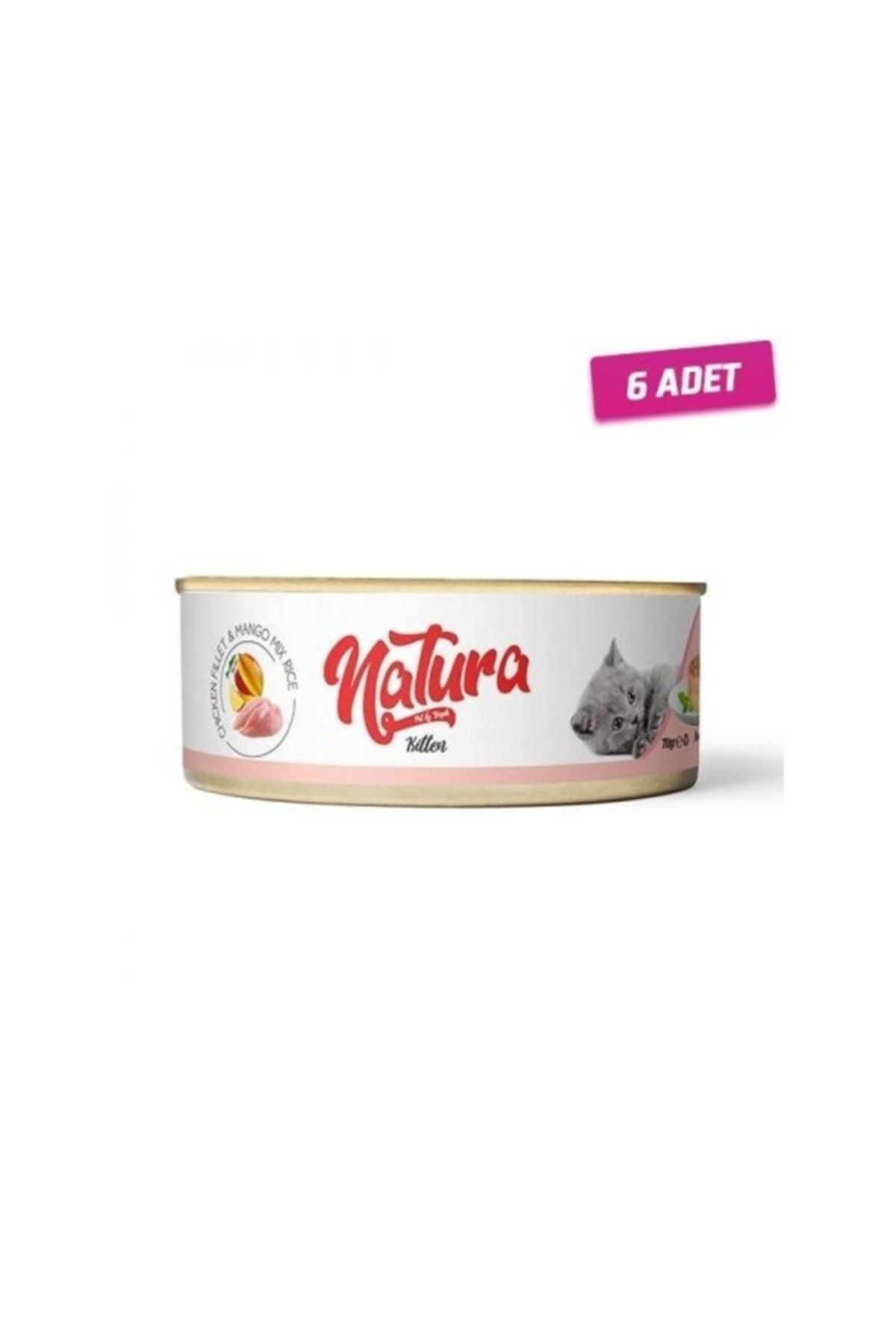 Natura 6 Adet - Kitten Tahılsız Tavuk Fileto Ve Mangolu Yavru Kedi Konservesi 70 Gr