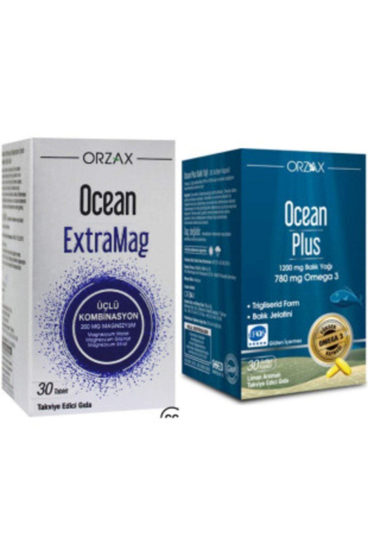 Ocean Extramag Üçlü Kombinasyon 30 Tablet + Plus Omega 3 1200 Mg 30 Kapsül