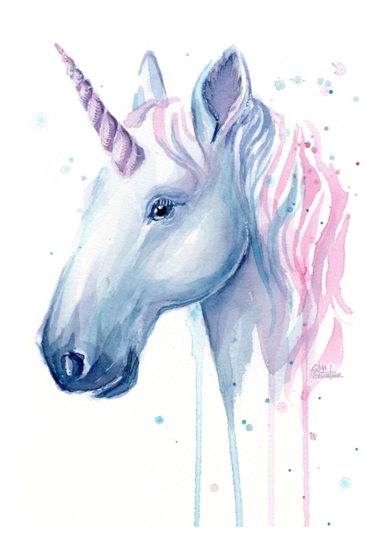 Universal Unicorn Suluboya Pamuk Şeker Tablo Ahşap Poster Dekoratif