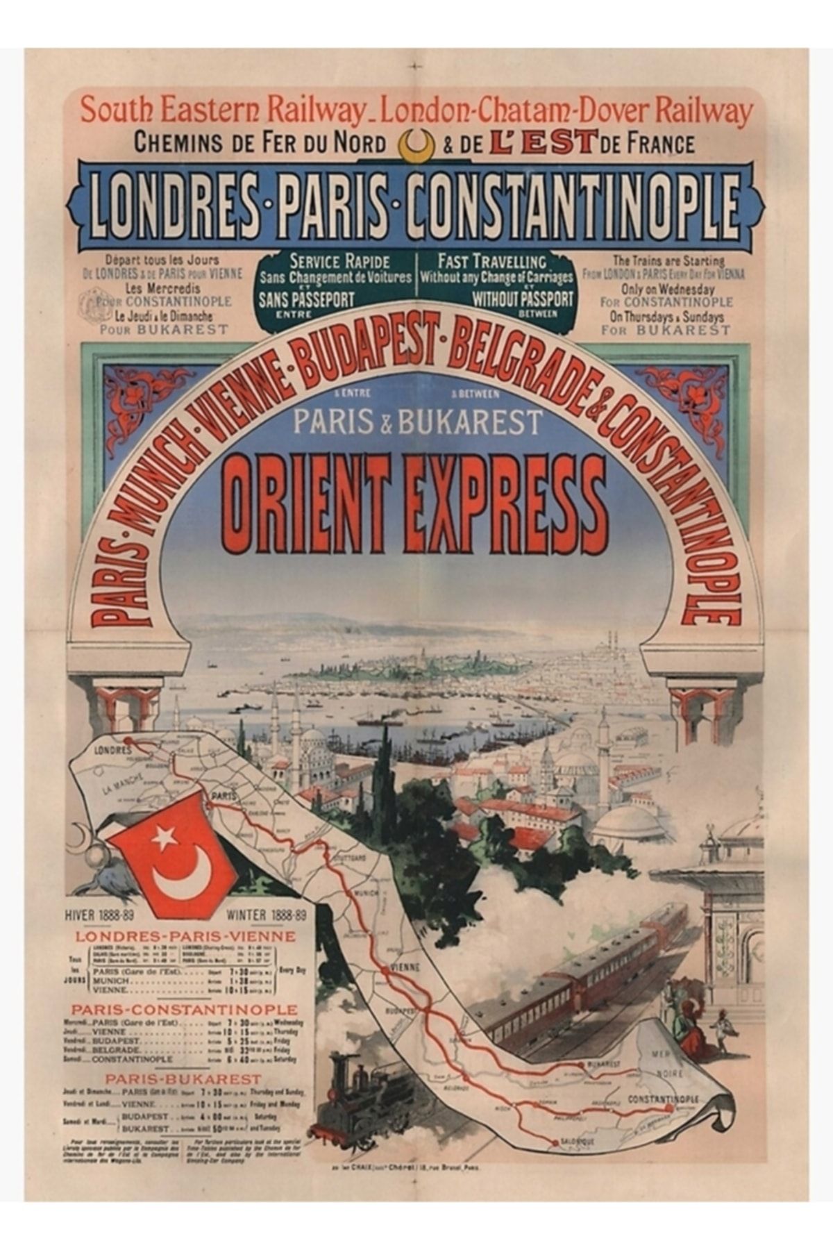 Universal Orient Express - Tren Seyahat Baskısı Tablo Ahşap Poster Dekoratif