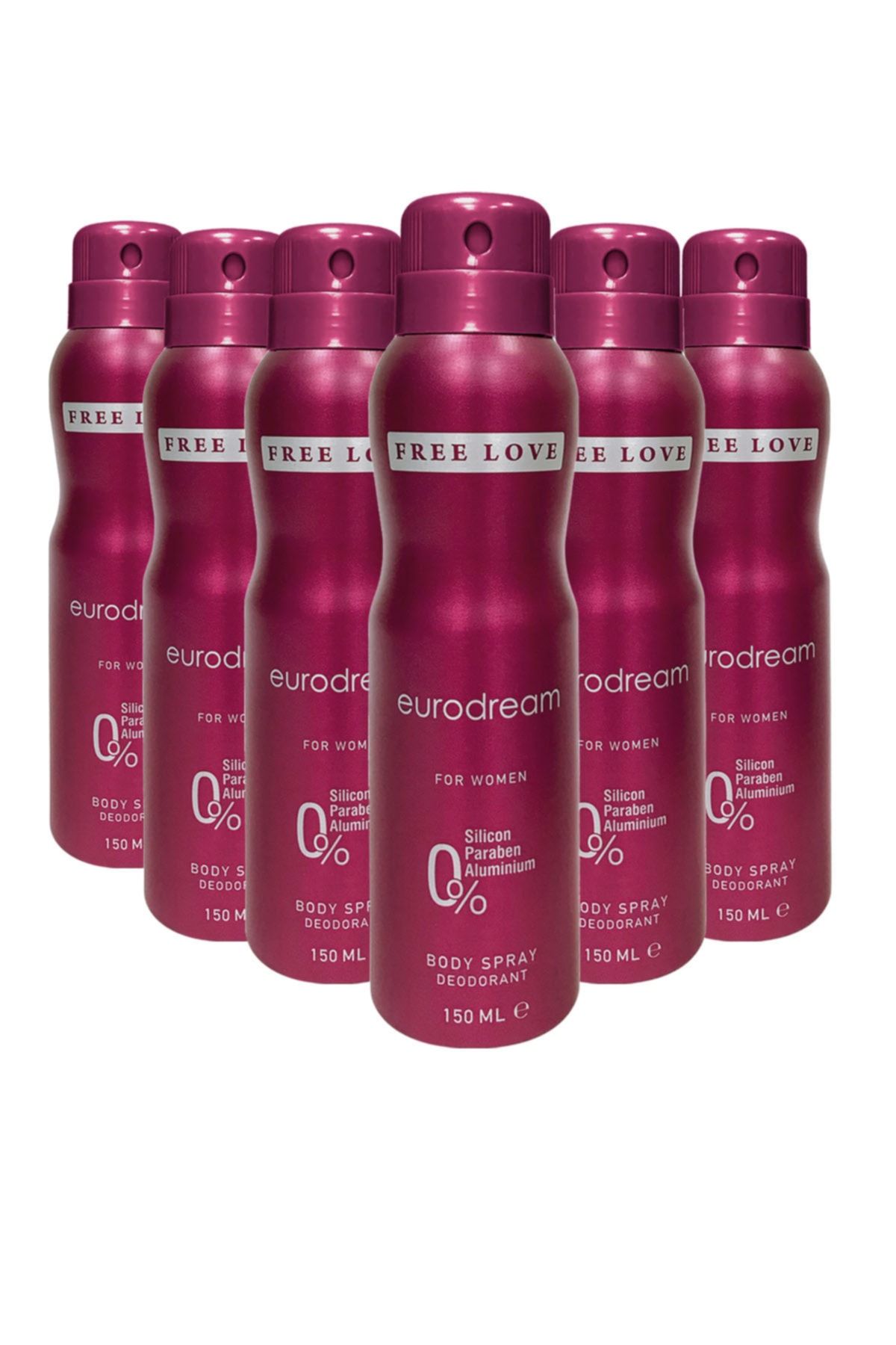 FREE LOVE Eurodream Kadın Deodorant 150 ml 6 Adet