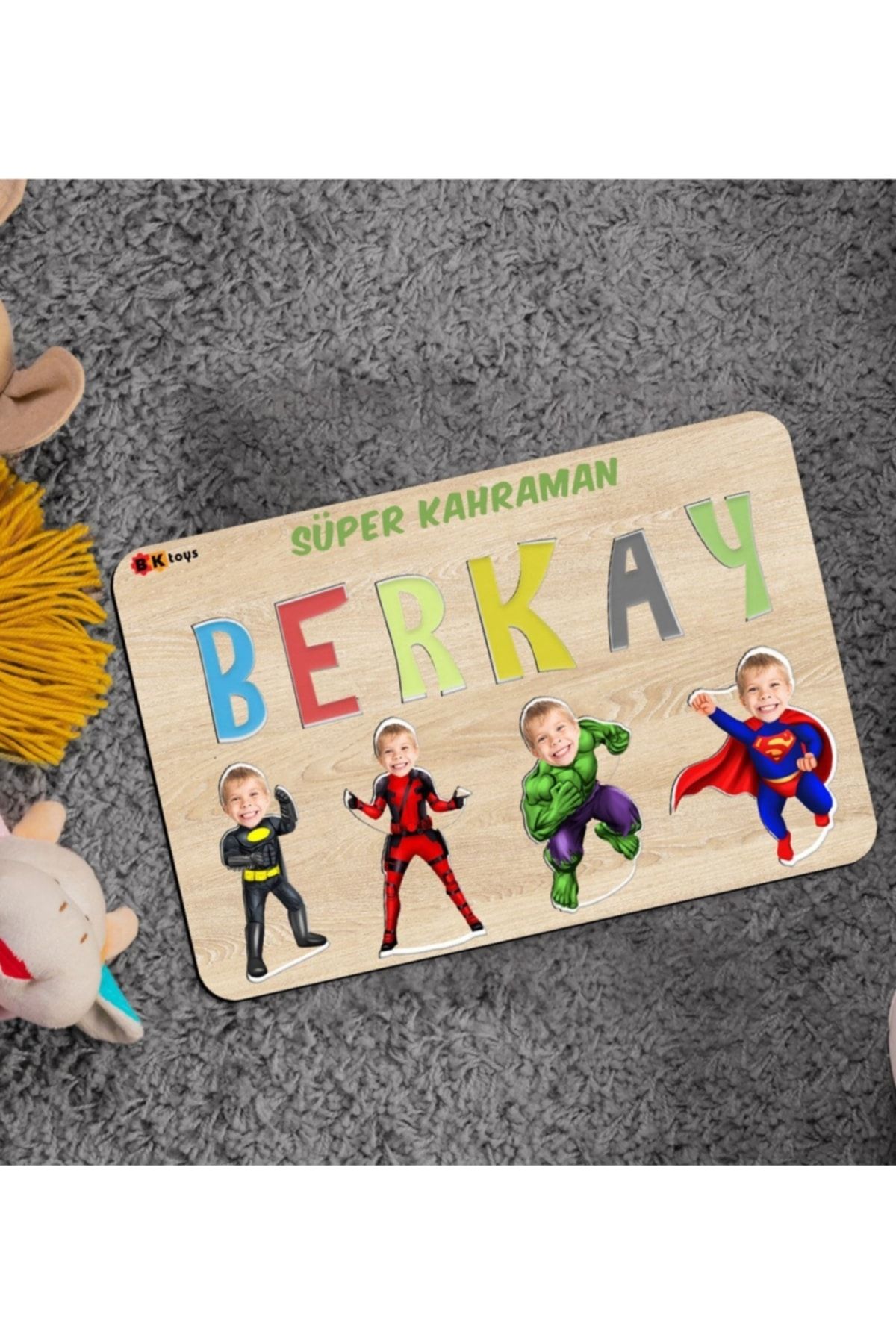 Bk Gift Toys Çocuklara Özel Süper Kahraman Konseptli Ahşap Eğitici Yapboz Puzzle