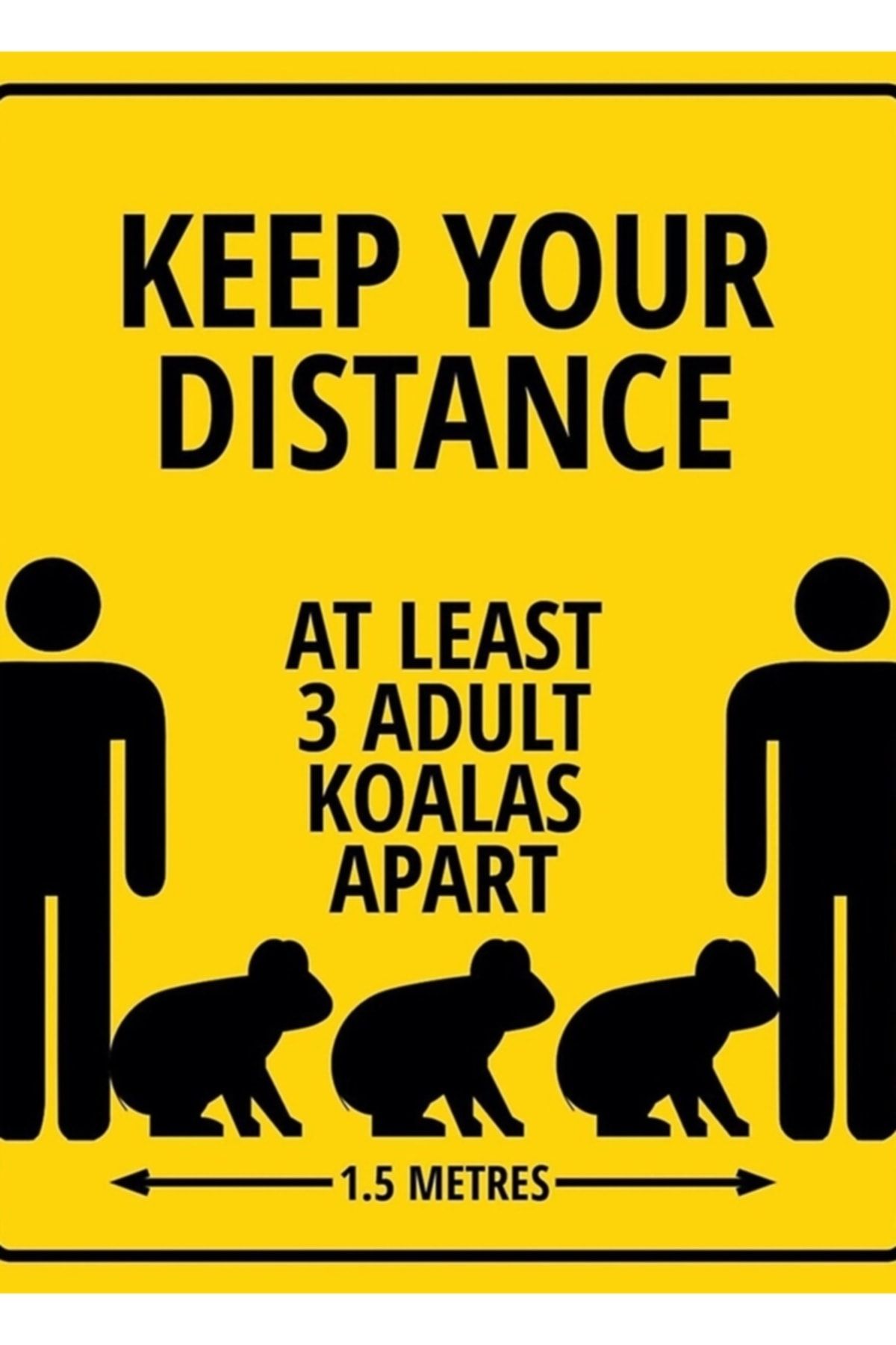 Universal 3 Koaladan Uzak Durun (komik Sosyal Mesafe) Tablo Ahşap Poster Dekoratif