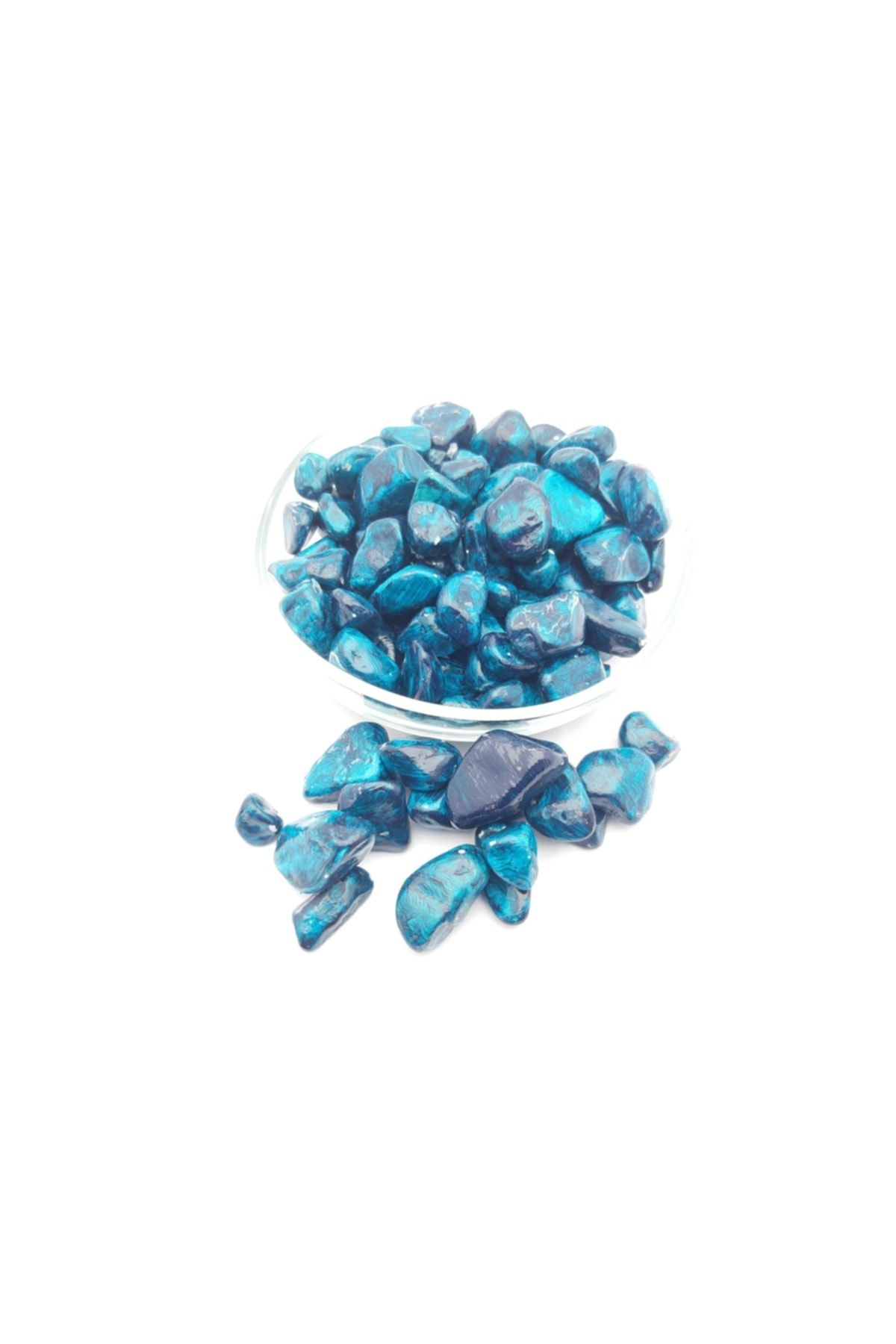 Genel Markalar Dekoratif Okyanus Mavisi Renkte Orta (10-25mm) Çakıl Taşı 350 Gr